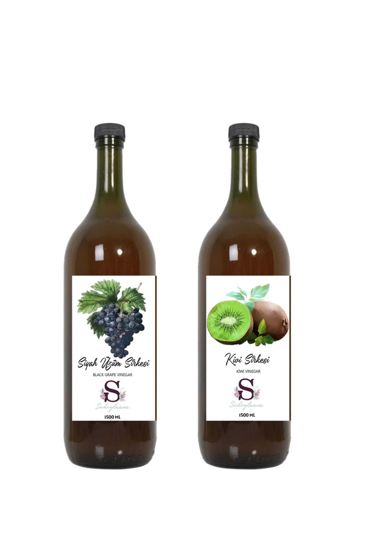 Süheylaana Doğal Siyah Üzüm Sirkesi 1500 Ml - Doğal Kivi Sirkesi 1500 Ml