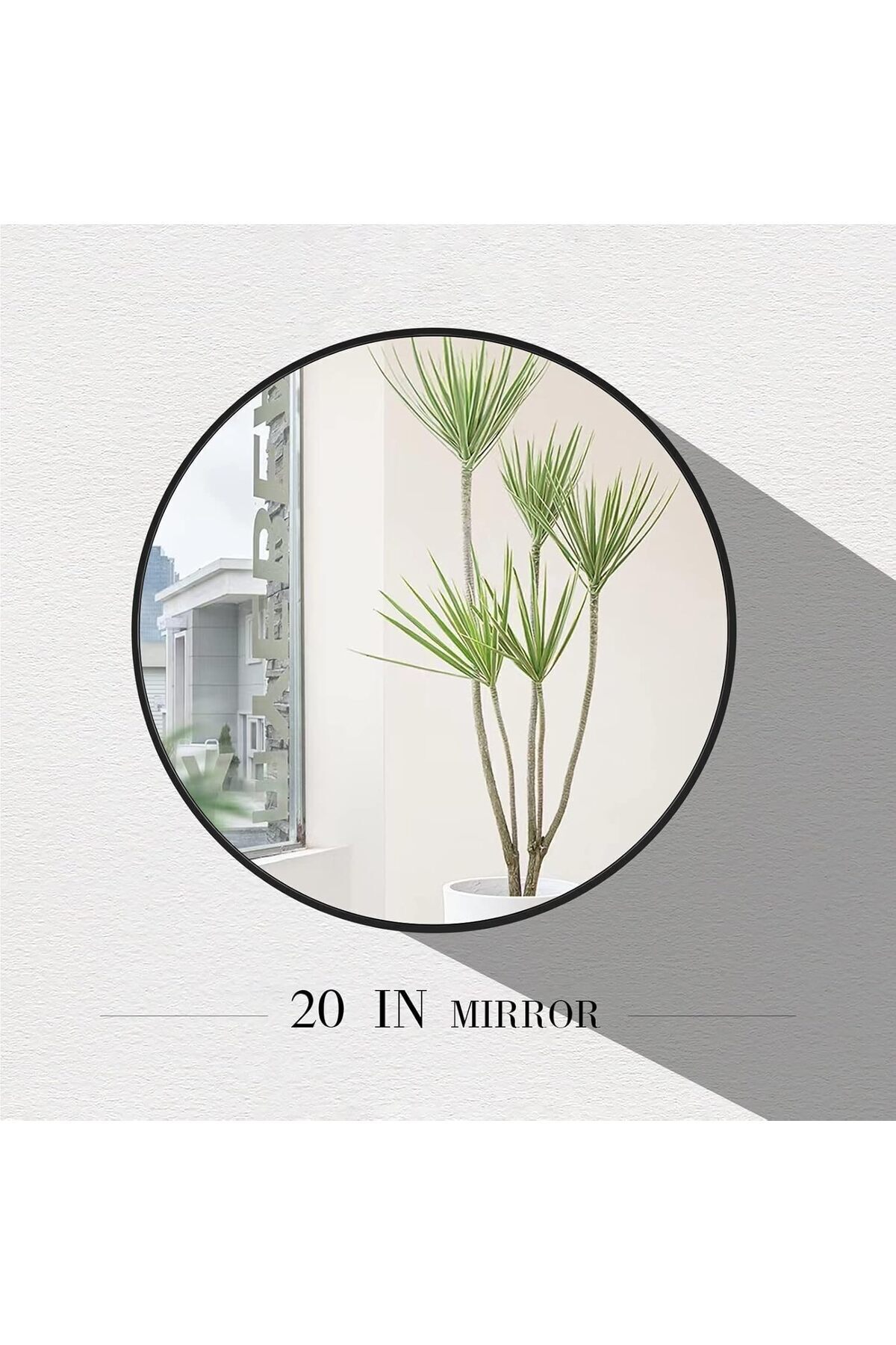 مرآة دائرية سوداء باطار معدني مقاس 50 × 50 سم مرايا جدارية لغرفة المعيشة، غرفة النوم، الحمام