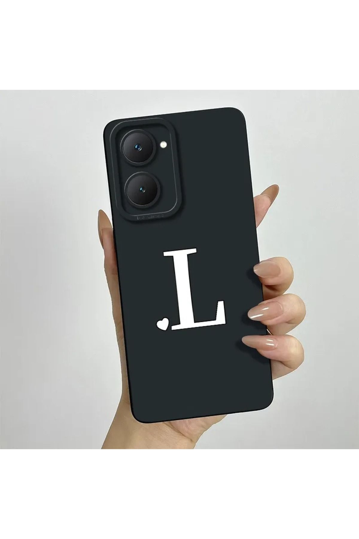 Rotaks Vivo Y18 Uyumlu Harfli Taç Baskılı Kişiye Özel Silikon Telefon Kılıfı - L
