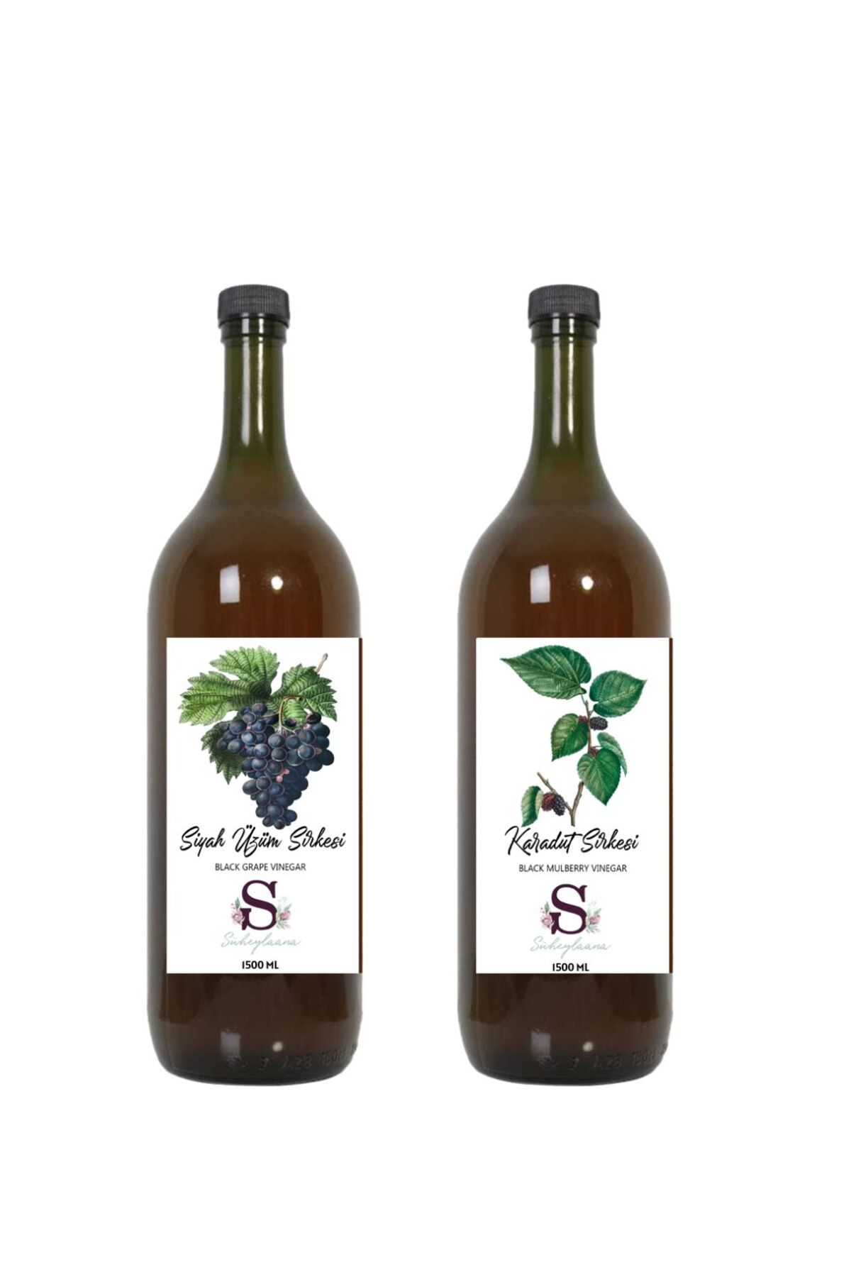 Süheylaana Doğal Siyah Üzüm Sirkesi 1500 Ml - Doğal Karadut Sirkesi 1500 Ml
