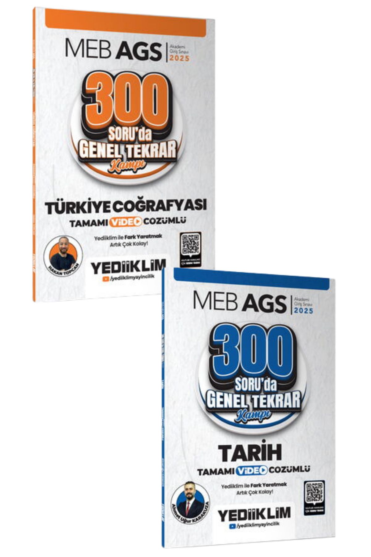 Yediiklim Yayınları 2025 MEB-AGS Türkiye Coğrafyası-Tarih 300 Soruda Tamamı Video Çözümlü Genel Tekrar Kampı-2 KİTAP-SET