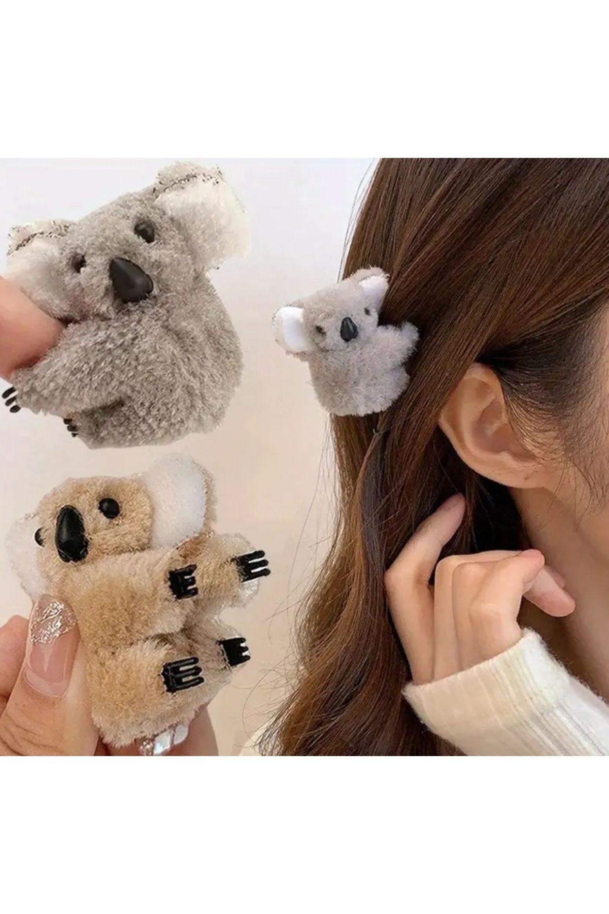 BBS "Sevimli Koala Figürlü Peluş Saç Tokası – Tüylü Hayvan Desenli Klips Toka" ( 1 Adet )