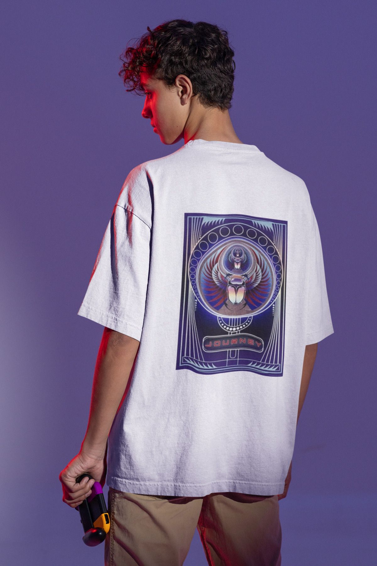 MAGORS JOURNEY SIRT BASKILI BİSİKLET YAKA PAMUKLU OVERSIZE KALIP KISA KOLLU UNİSEX TSHIRT