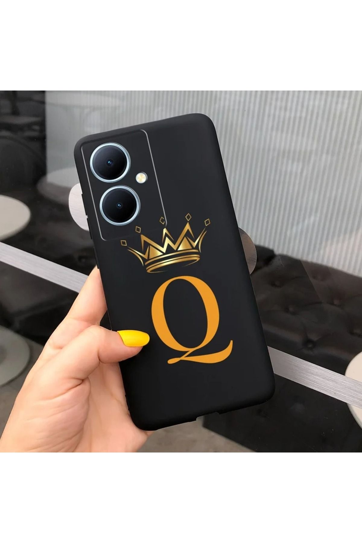 Rotaks Vivo V29 Lite 5g Uyumlu Harfli Taç Baskılı Kişiye Özel Silikon Telefon Kılıfı - Q