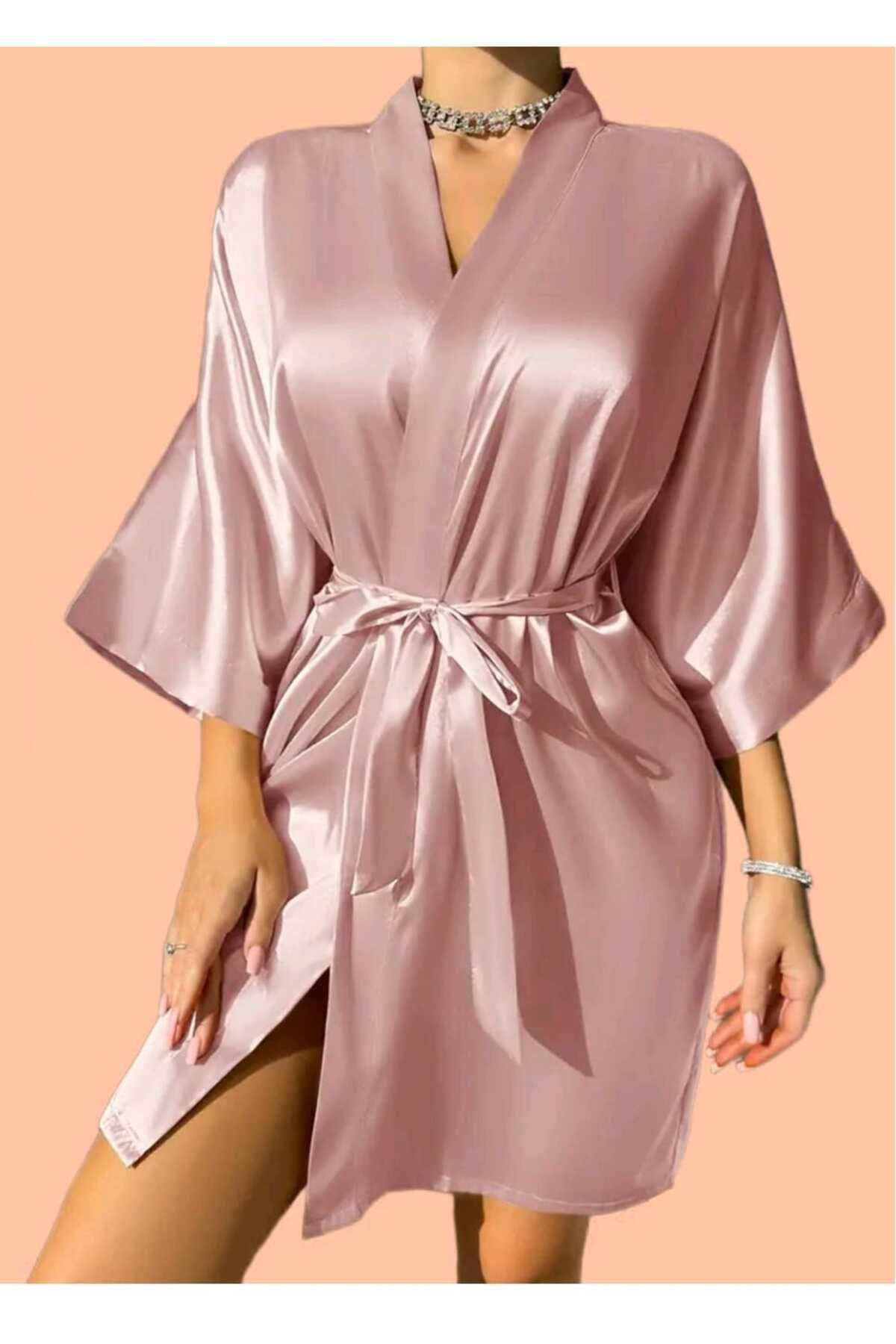 ARB Saten Sabahlık Gecelik Bride Sabahlık Gelin Nedime Gecelik STANDART OVERSİZE