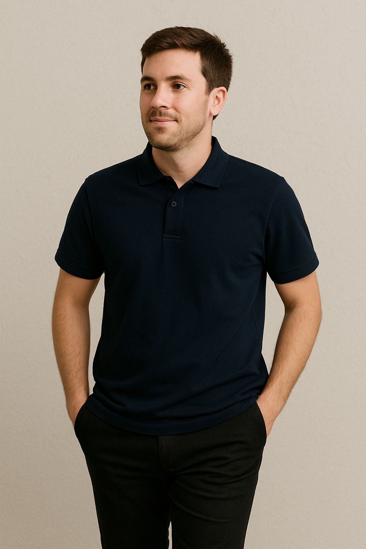 LeiraGYM Erkek Lacivert Polo Yaka Tişört – Slim Fit, Şık ve Rahat Tasarım