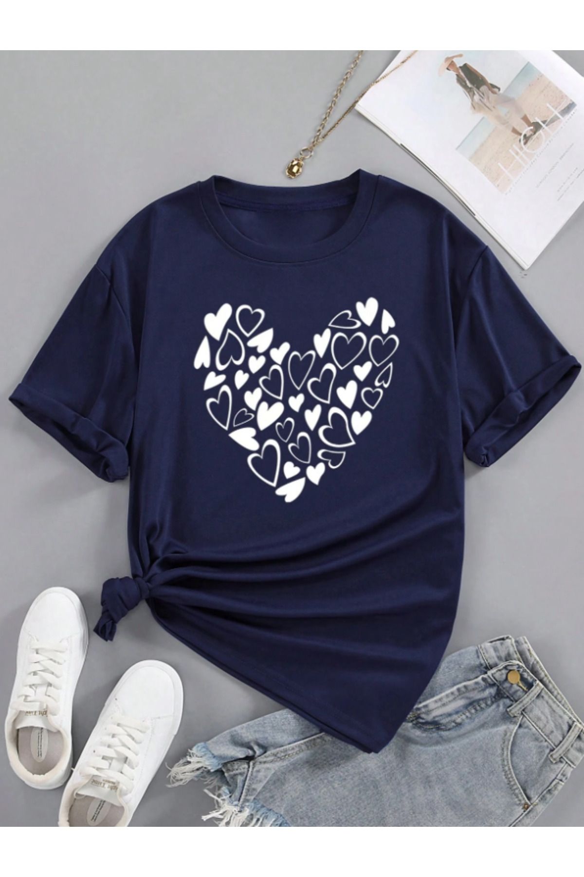 Trend Sizde Unisex Pamuklu Print Tee Ön Baskılı Tasarım Tshirt