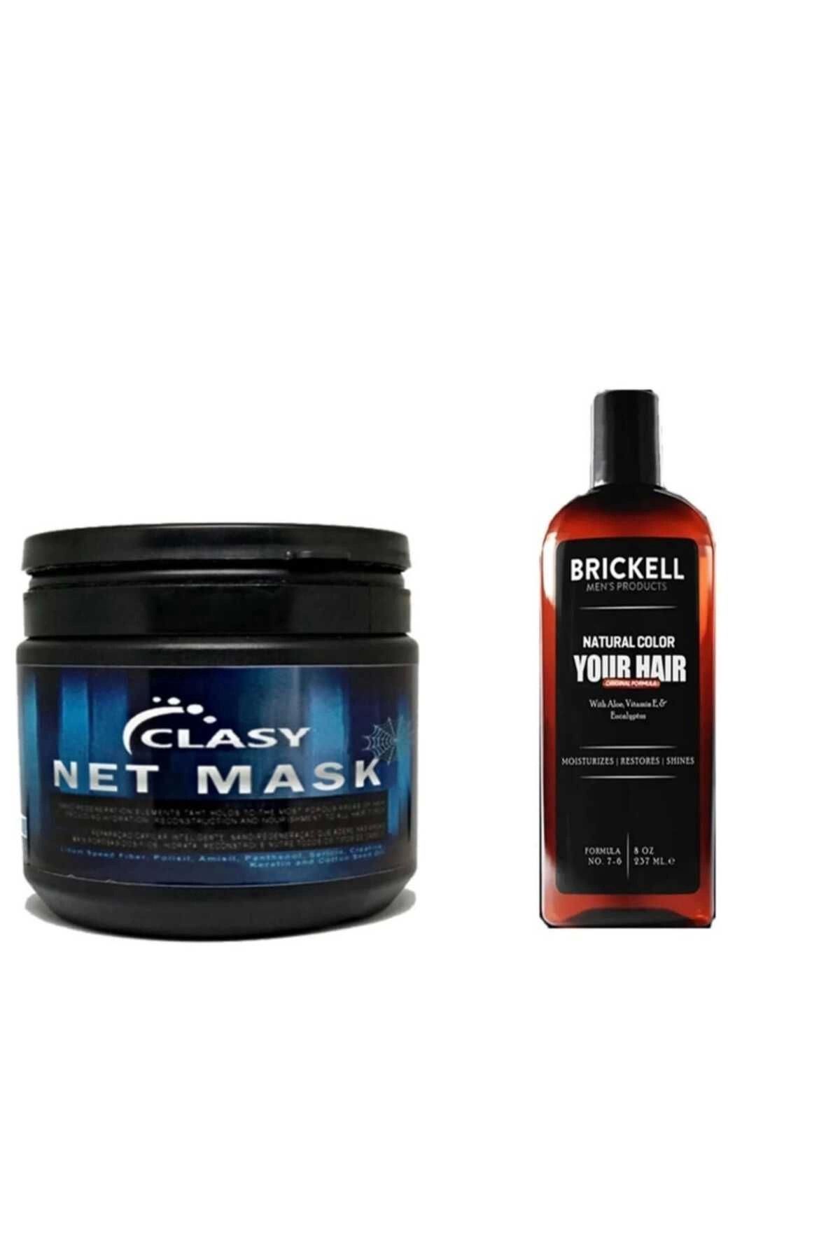 BRICKELL Saçta Beyazlık Giderici Bakım Şampuanı 237 ml/Clasy Net Mask Dolgun için Maske 450 ml