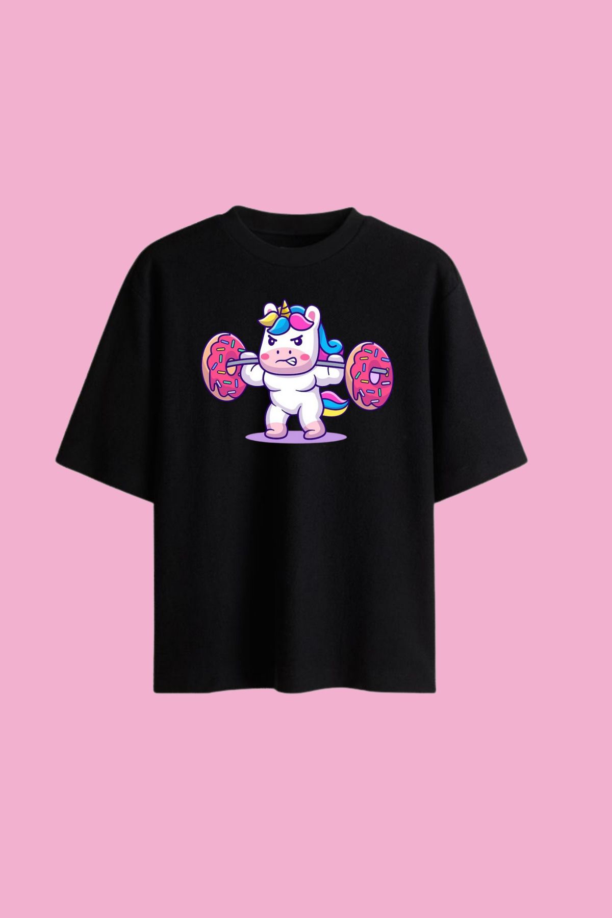 Dupe Design Unicorn Gym Baskılı Oversize T-shirt