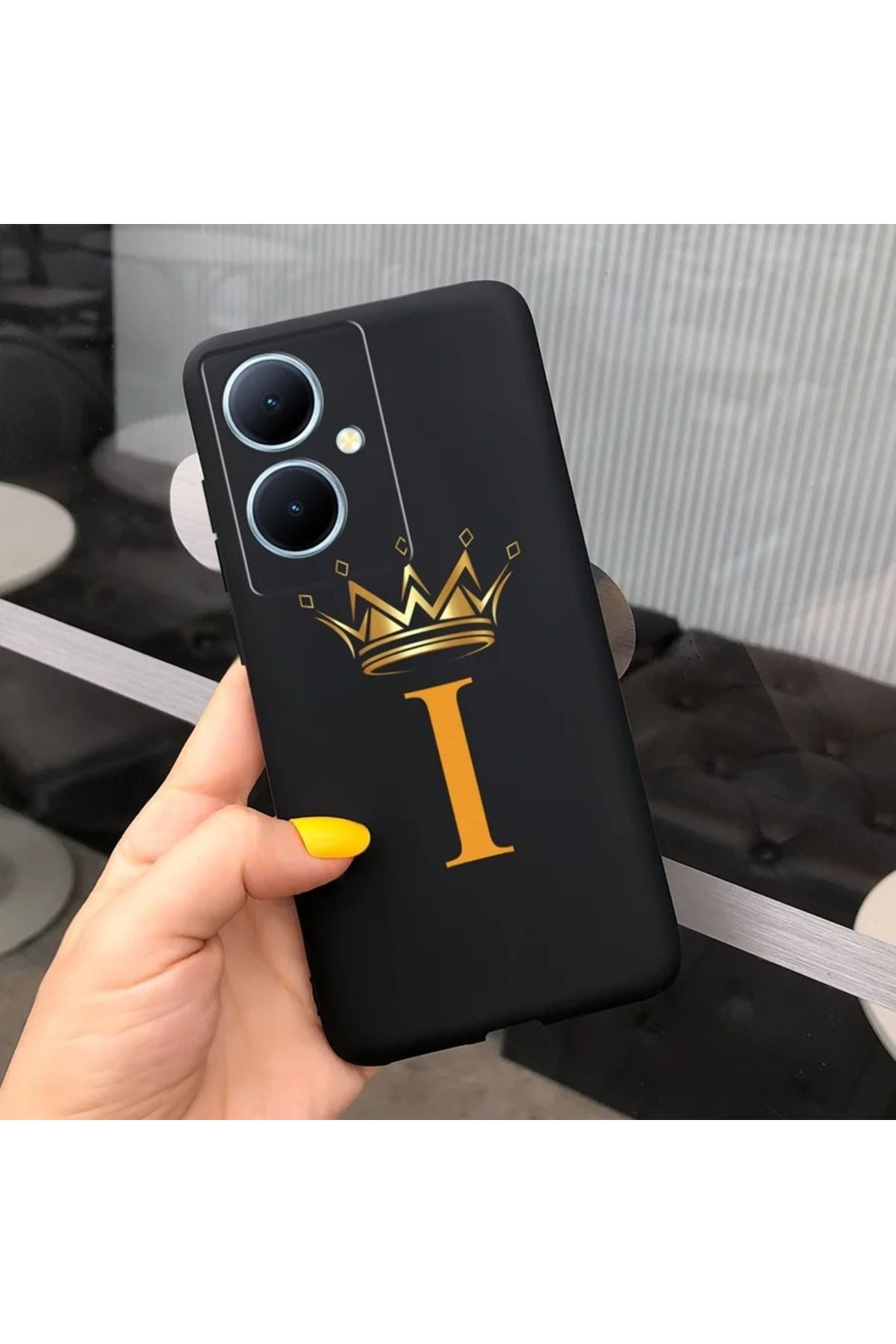 Rotaks Vivo V29 Lite 5g Uyumlu Harfli Taç Baskılı Kişiye Özel Silikon Telefon Kılıfı - I