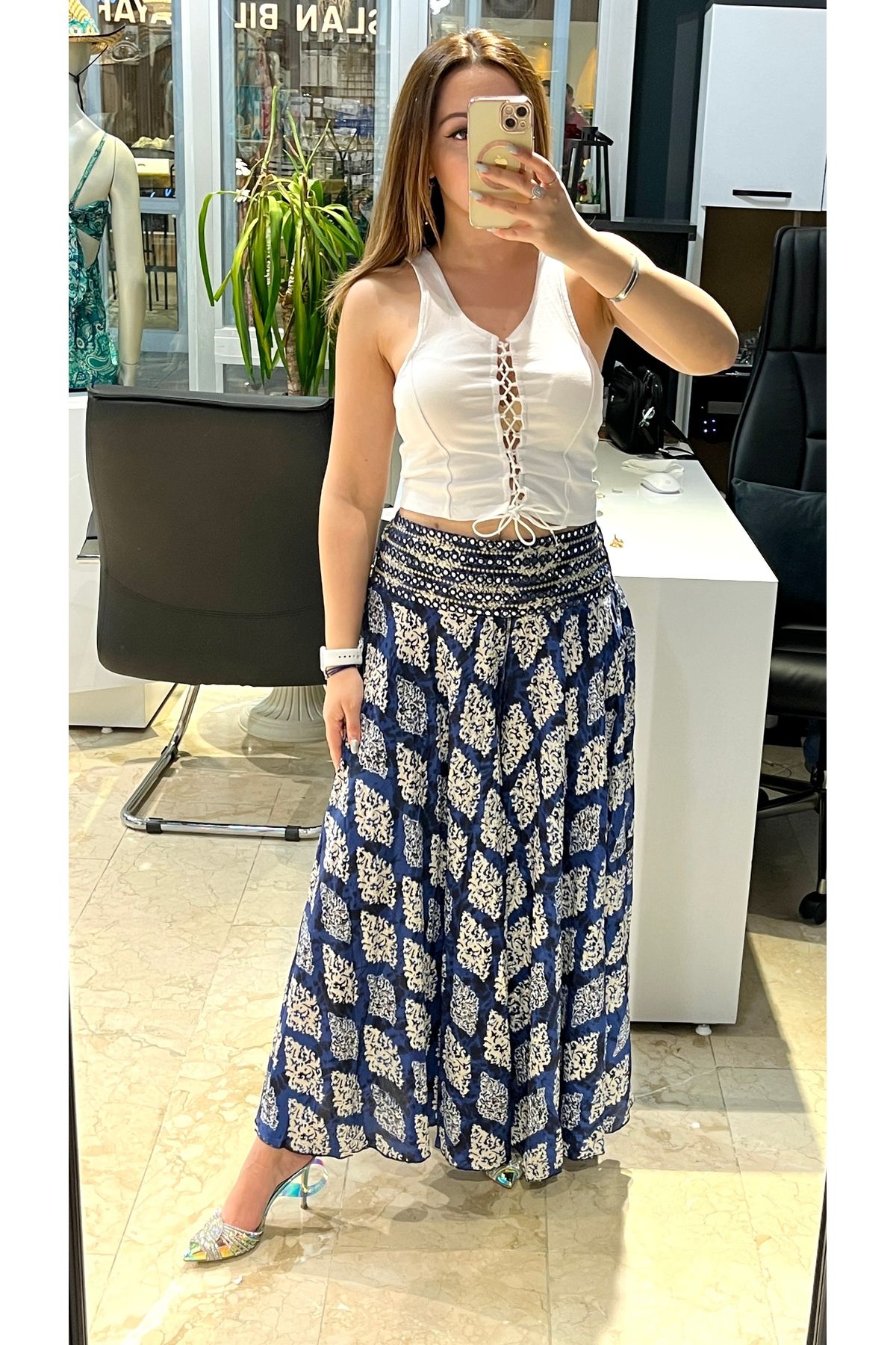 ŞEYMA KANDEMİR Beli Lastikli İthal Pantolon Etek