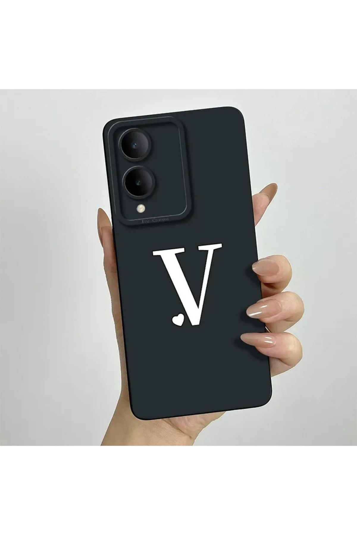 Rotaks Vivo Y17S Uyumlu Harfli Taç Baskılı Kişiye Özel Silikon Telefon Kılıfı - V
