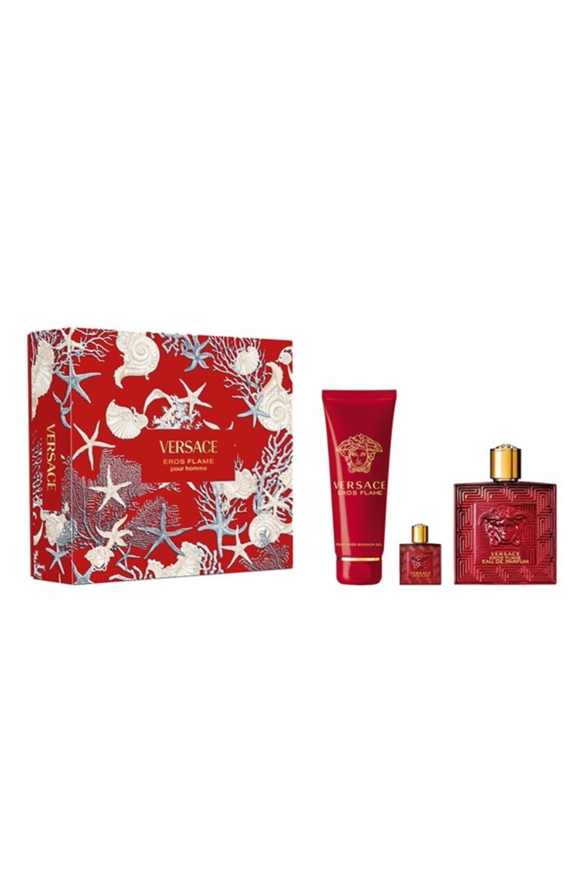 Versace Eros Flame Erkek Parfüm Edp 100 Ml Shower Gel 150 Ml Edp 5 Ml Set
