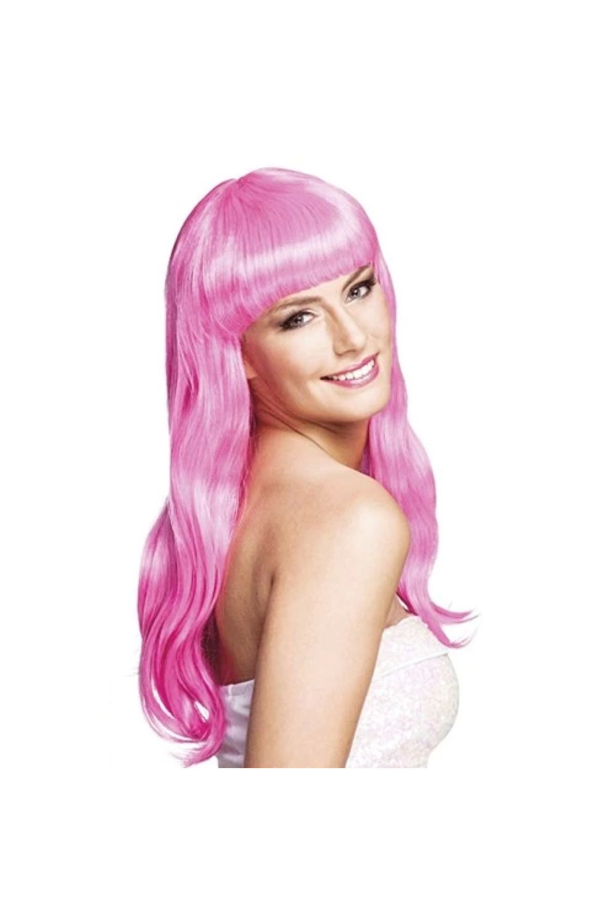 KAKTÜS JACK Soft Pembe Uzun Parti Peruğu