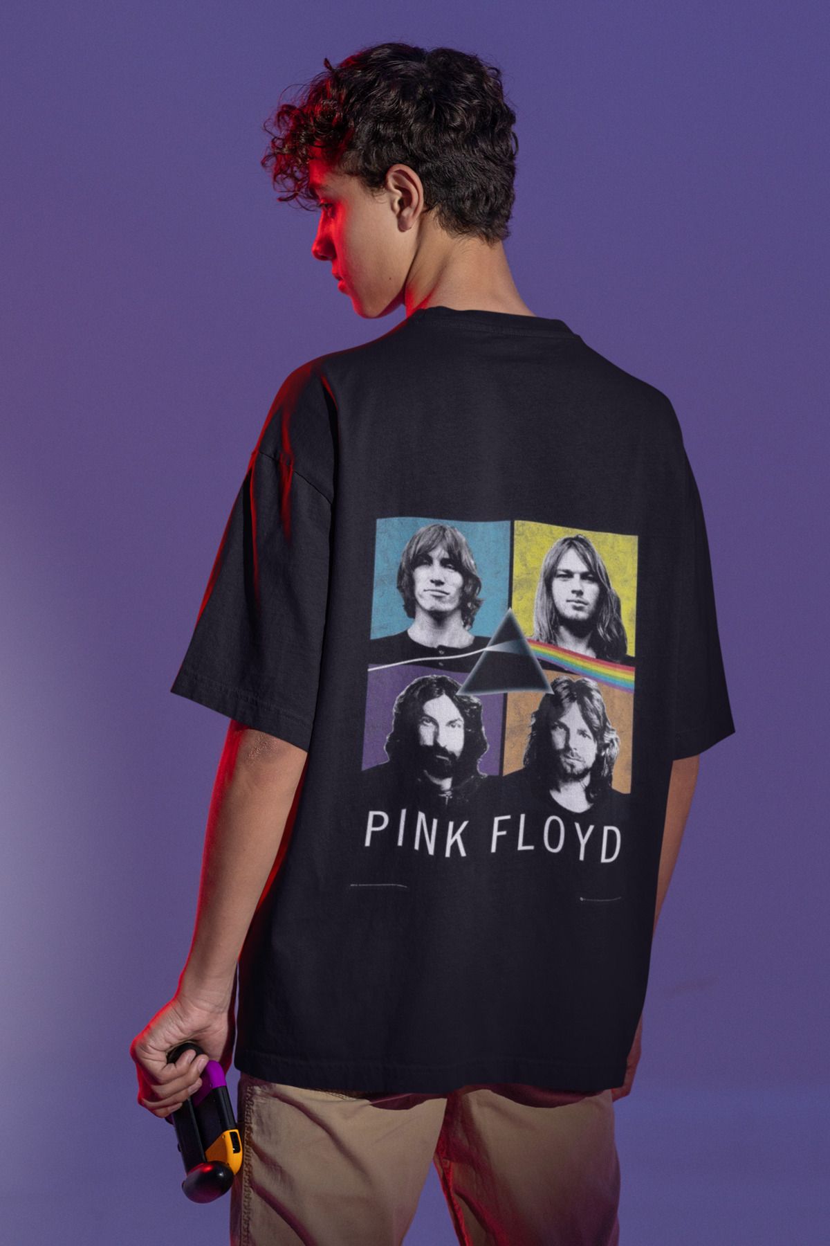 MAGORS P.FLOYD SIRT BASKILI BİSİKLET YAKA PAMUKLU OVERSIZE KALIP KISA KOLLU UNİSEX TSHIRT