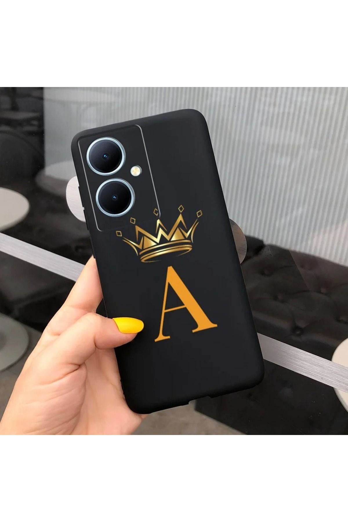 Rotaks Vivo V29 Lite 5g Uyumlu Harfli Taç Baskılı Kişiye Özel Silikon Telefon Kılıfı - A