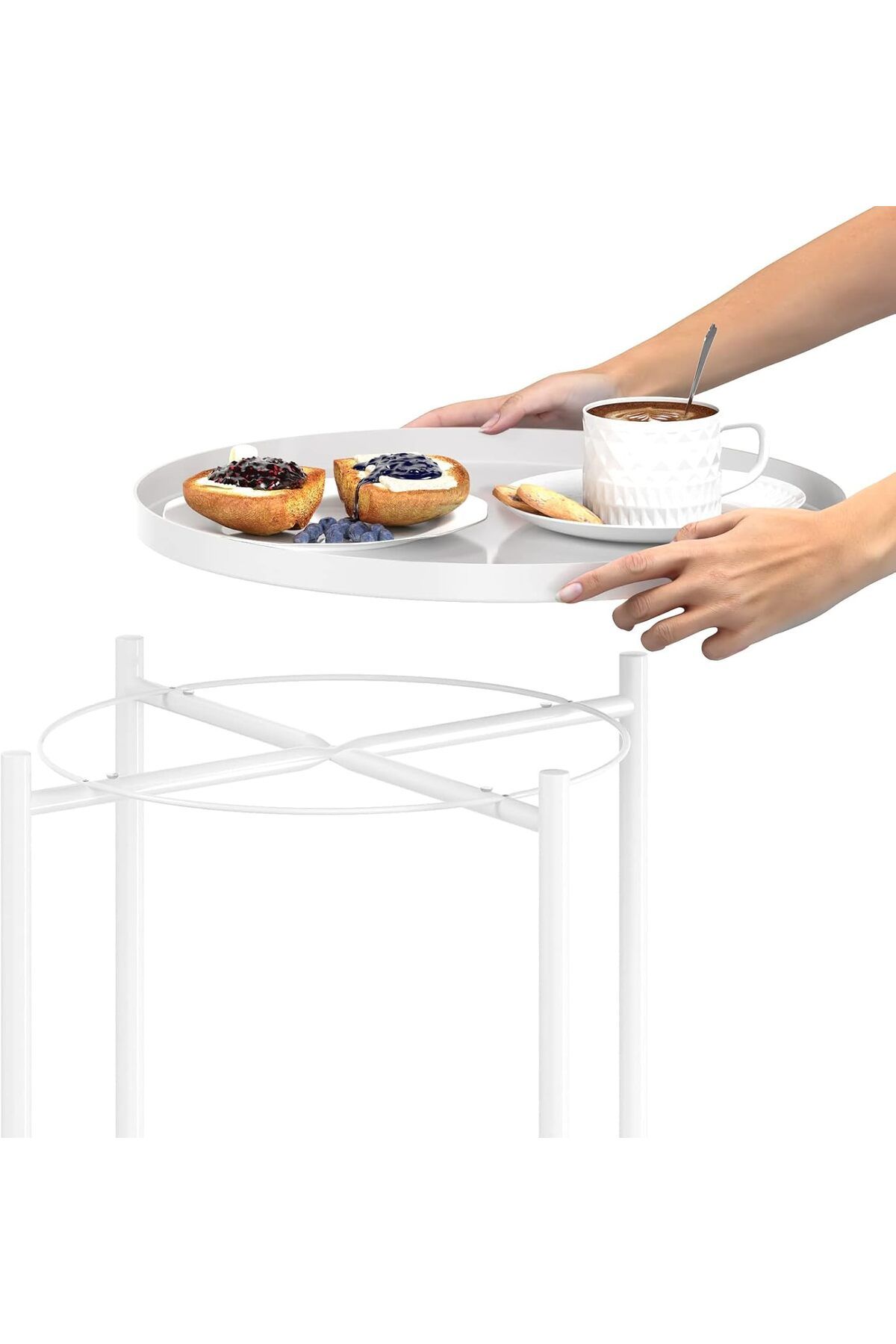 BUNCA-Metal folding side table, small round side table, sofa table, rust-proof coffee table 3