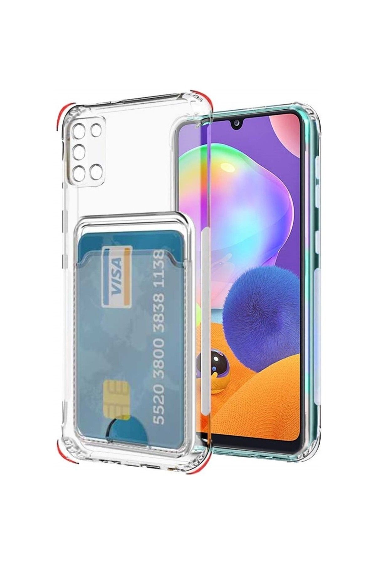Di Aksesuar Samsung Galaxy A31 Kartlıklı Şeffaf
