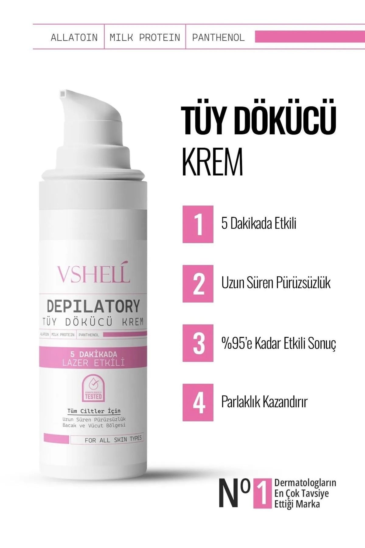 VSHELL Lazer Etkili Tüy Dökücü Ve Tüy Azaltıcı Epilasyon Krem Tüm Cilt Tipleri İçin 250 ML