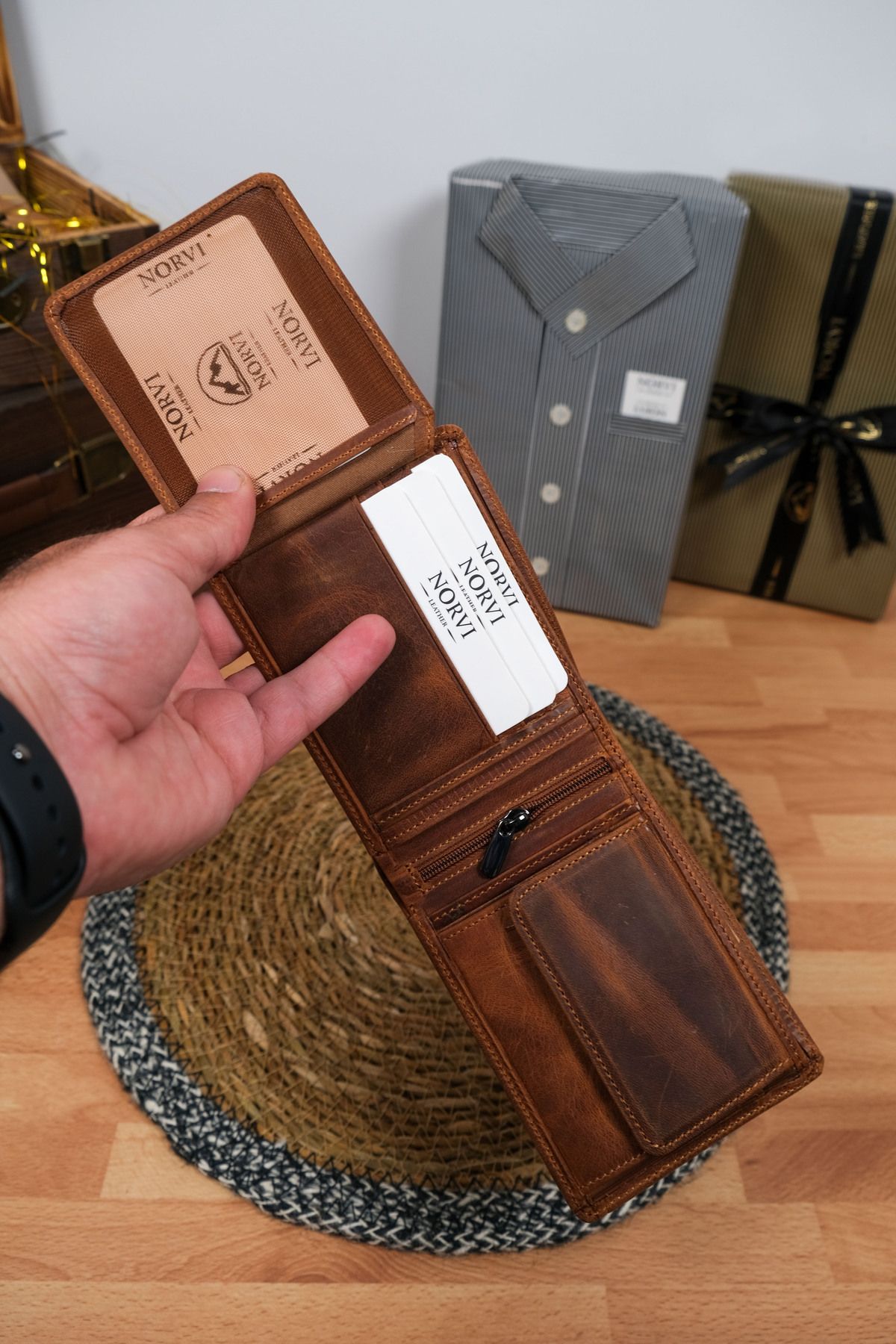Norvi Leather Bozuk Para Gözlü Hakiki Deri Cüzdan Taba