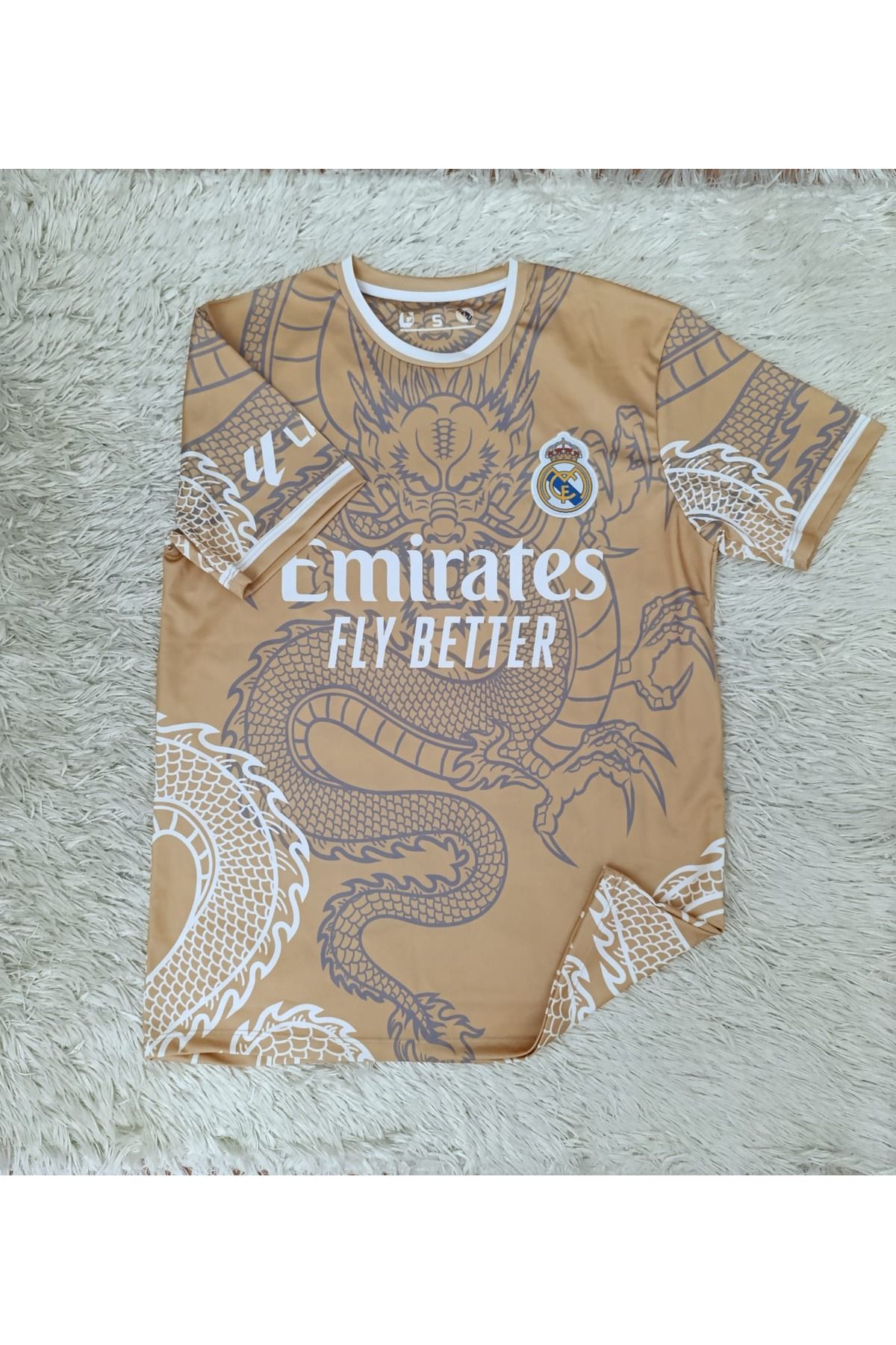 feriköy R.e.a.l. M.a.d.r.i.d Dragon Desenli Özel Konsept Yetişkin Forması (Gold)
