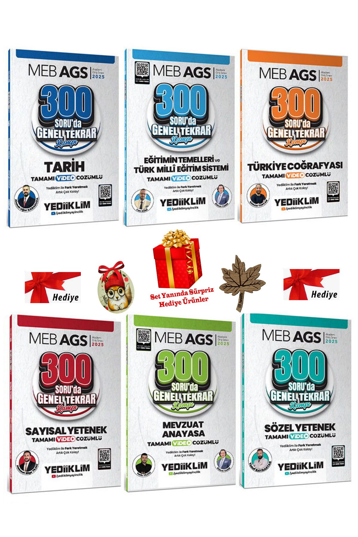 Yediiklim Yayınları Yediiklim Yayınları 2025 MEB AGS 300 Soruda Tamamı Video Çözümlü Genel Tekrar Kampı 6 lı Set