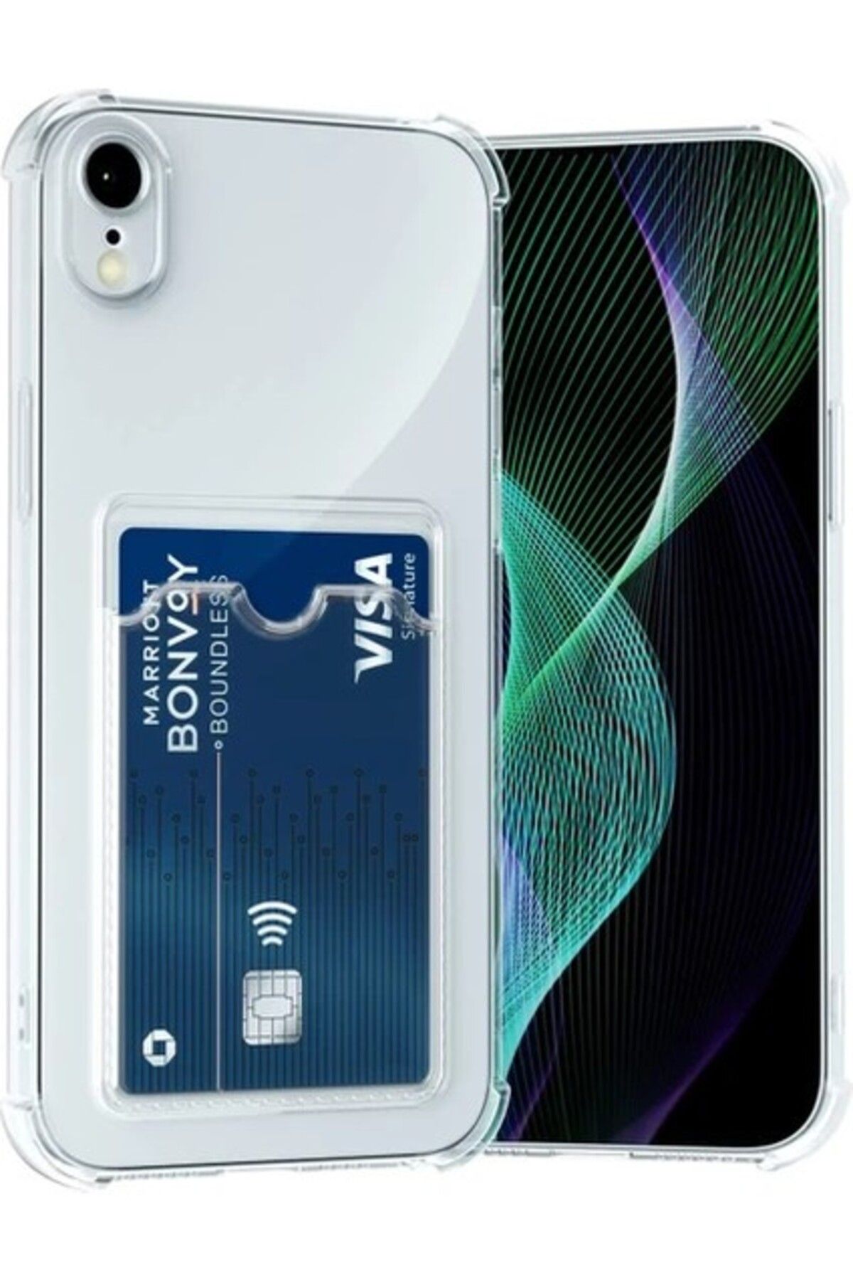 Di Aksesuar iPhone XR Kartlıklı Şeffaf