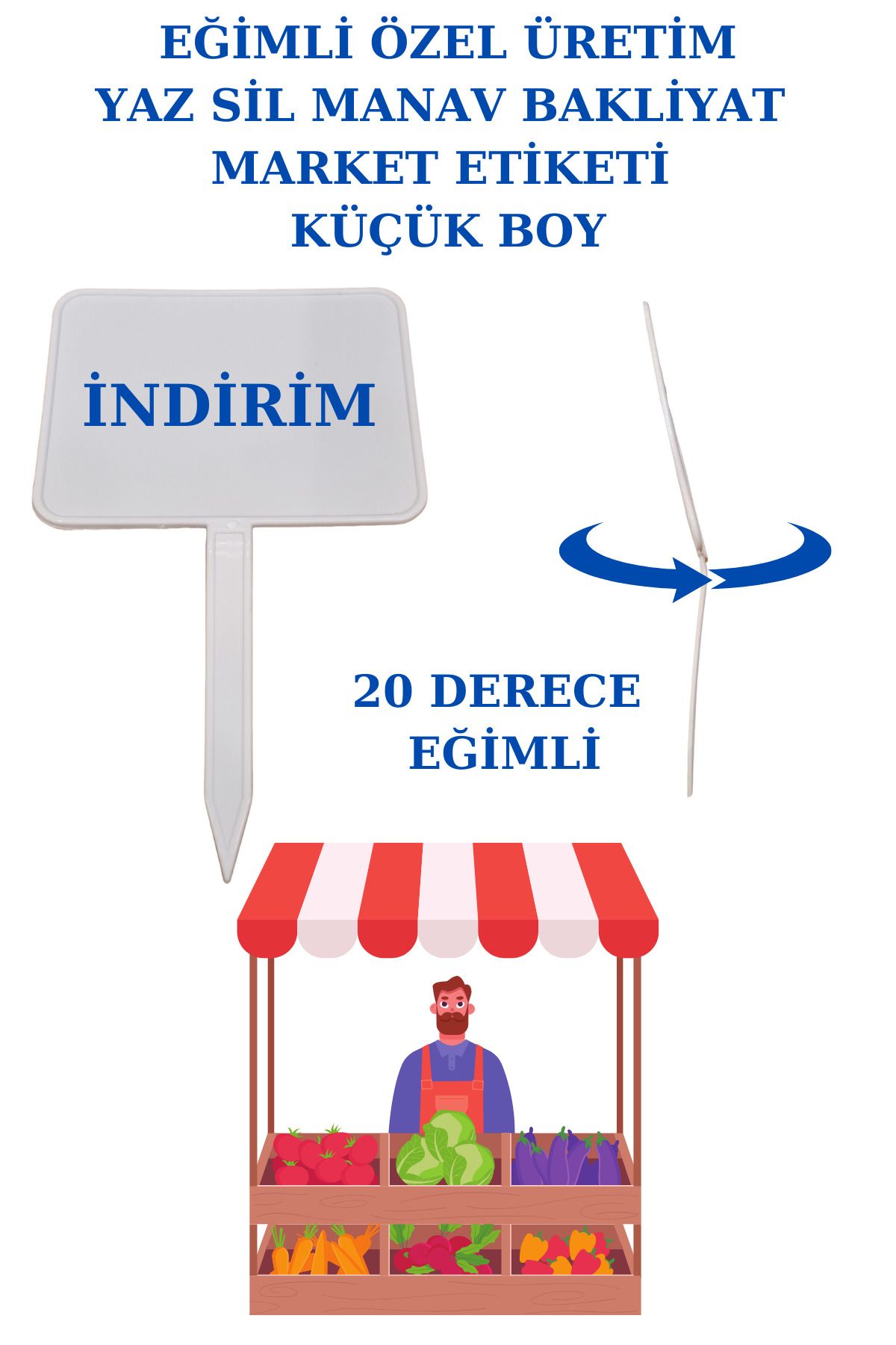 Manken İstanbul 50 Adet Açılı Küçük Boy Eğimli Yaz Sil Sapla Bakliyat Etiketliği Manav Etiketliği Pazarcı Etiketi