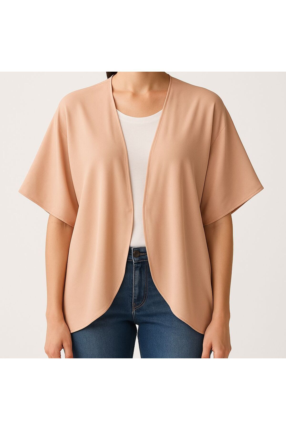 كارديجان كيمونو صيفي من بانكا، كارديجان طويل فضفاض بلون بيج أنيق وبسيط للنساء والفتيات