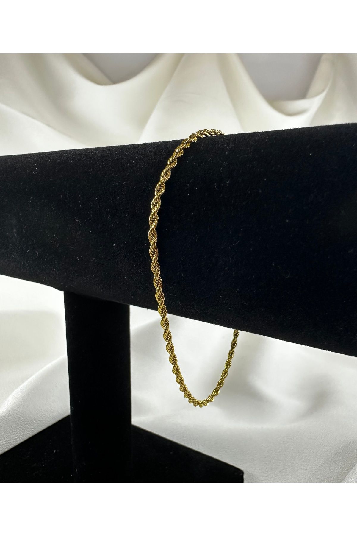 AYZENA Erkek Gold Burgu Model Çelik Bileklik / Kararma Yapmaz