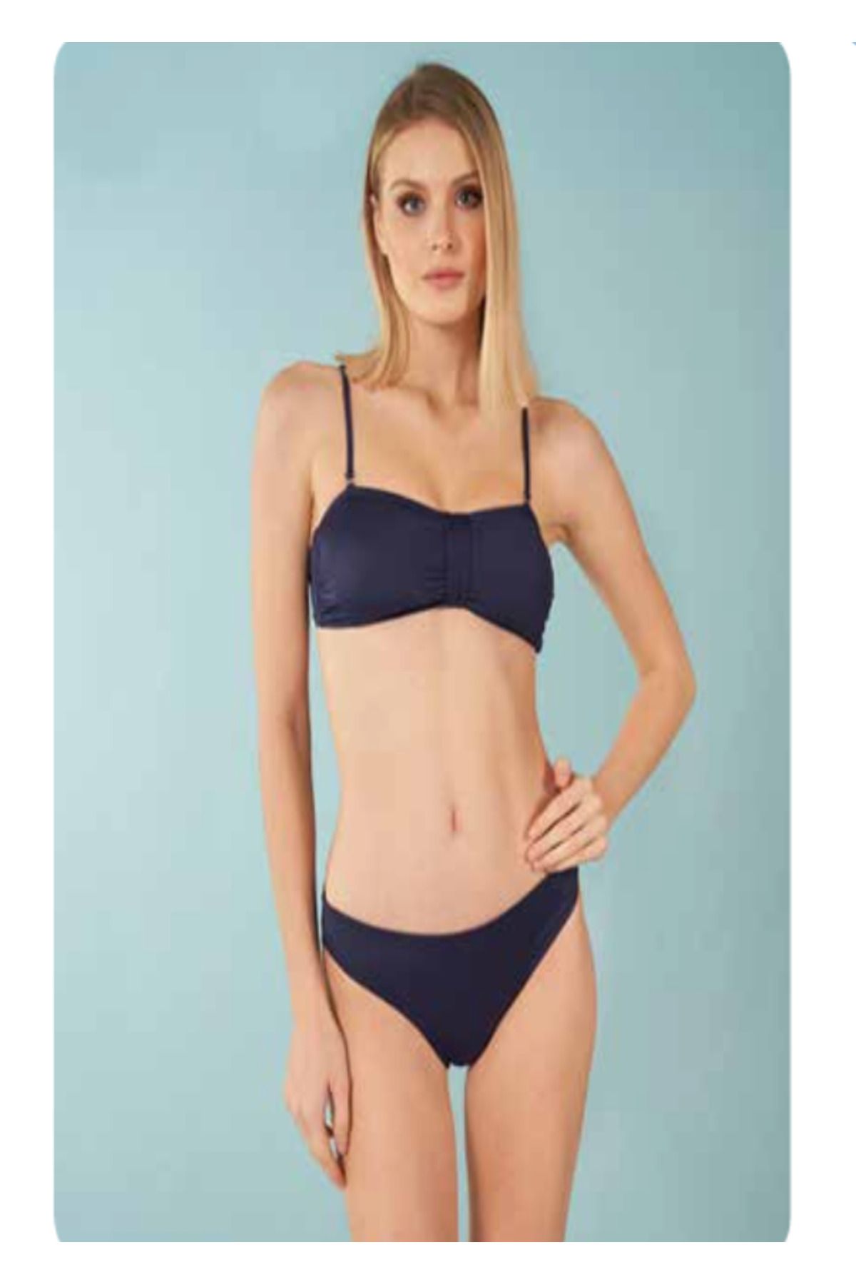 Fily İç Giyim ESTİVA Çıkarabilir İnce Askılı Önü Büzgülü Bikini Takım