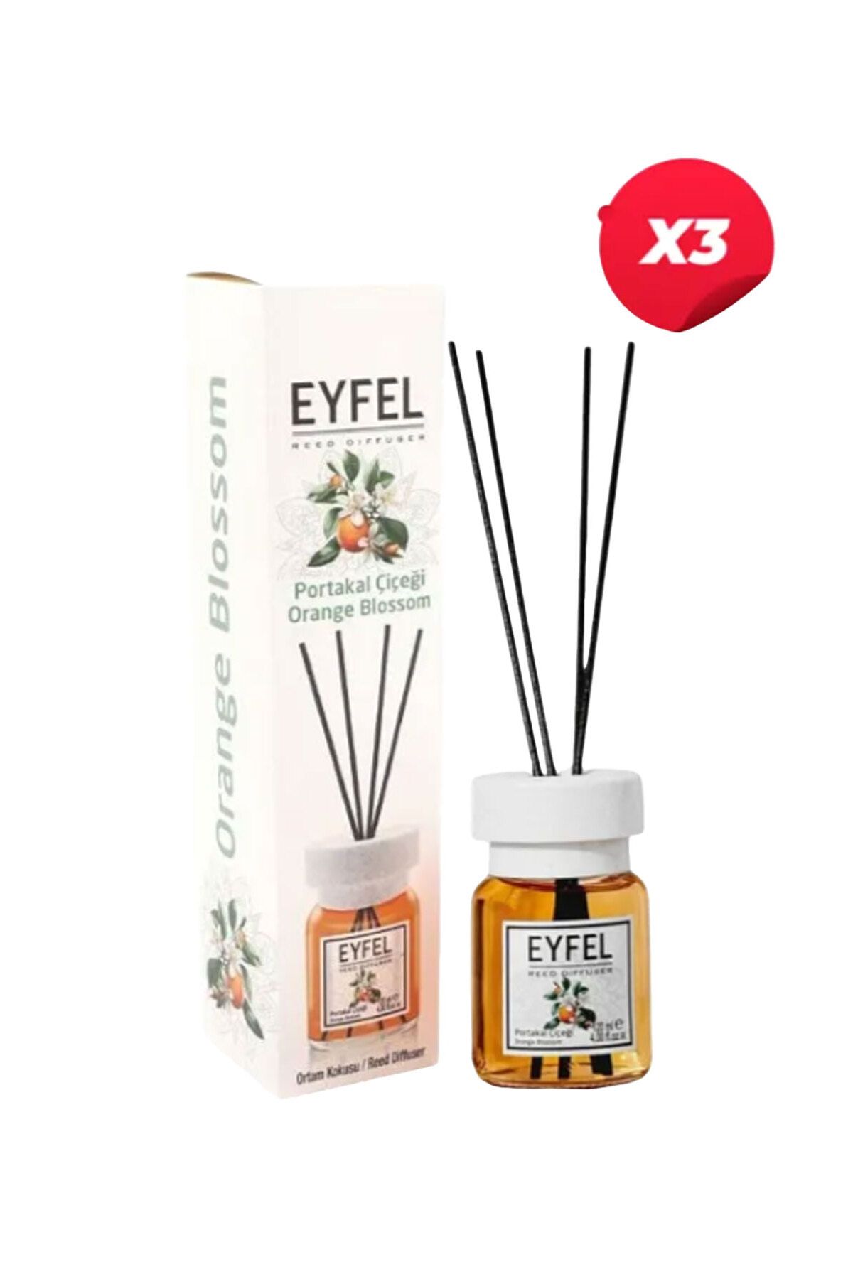 Eyfel Odorizant De Cameră Cu Aromă De Floare De Portocal, Cu Bețișoare, 120ml X 3 Buc. - One Size