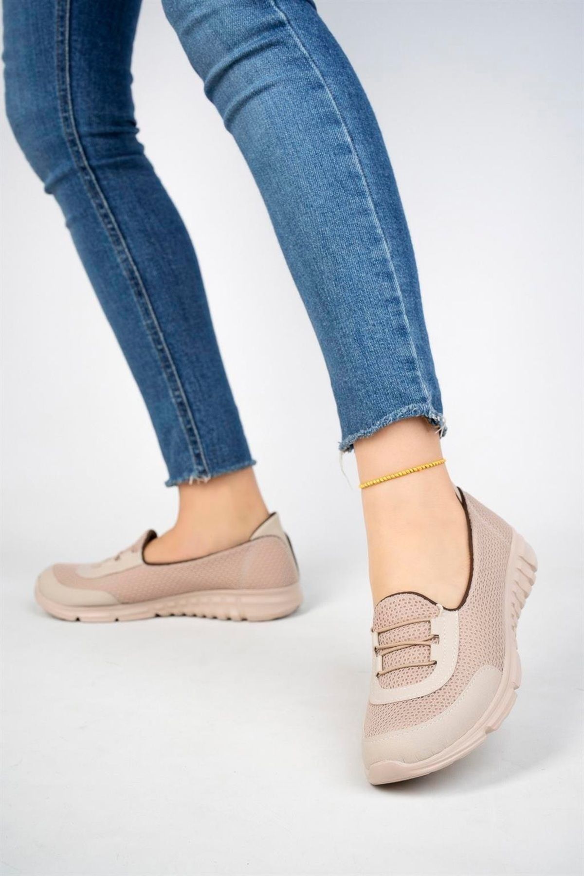 SPORT SHOES CENTER Bej Kadın Spor Babet Yürüyüş Ayakkabısı Çpç-0004
