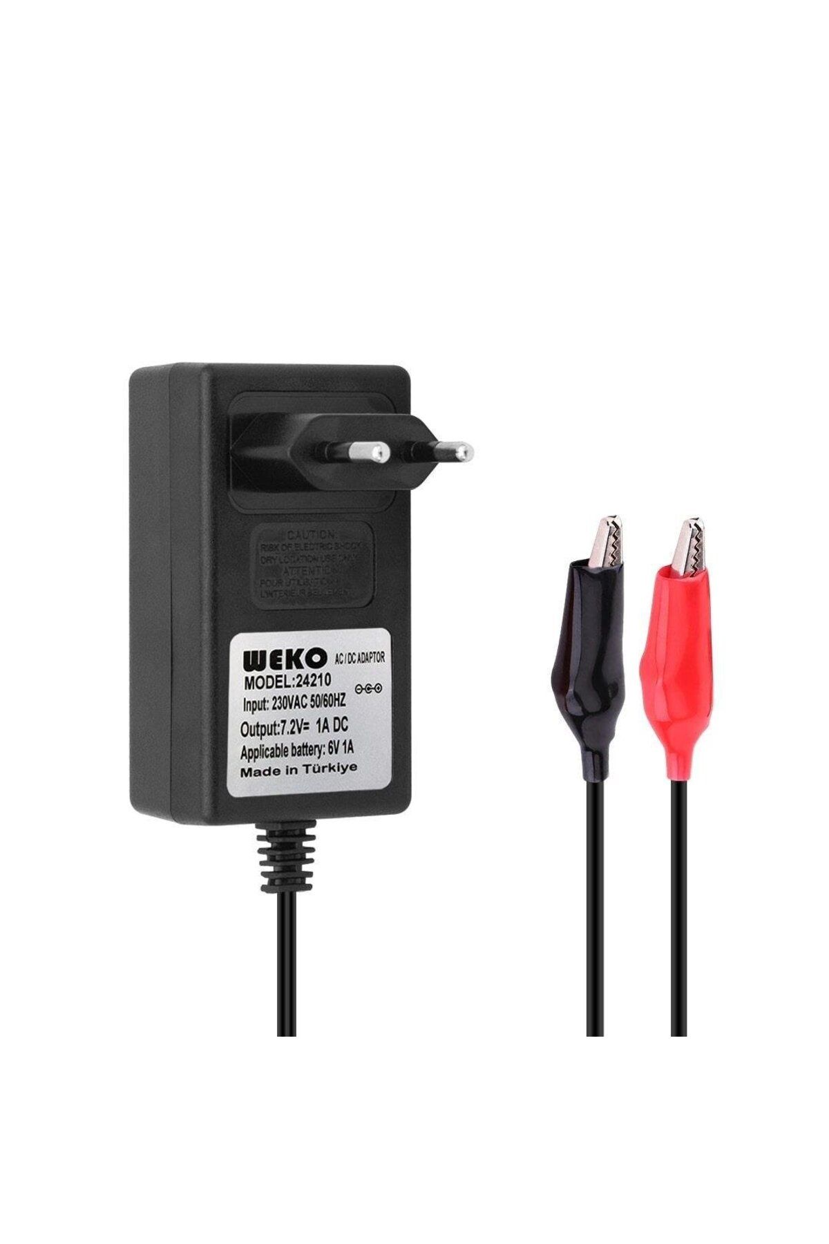 WEKO 7.2 Volt - 1 Amper Krokodil Uçlu Priz Tipi Yerli Üretim Akü Şarj Adaptörü
