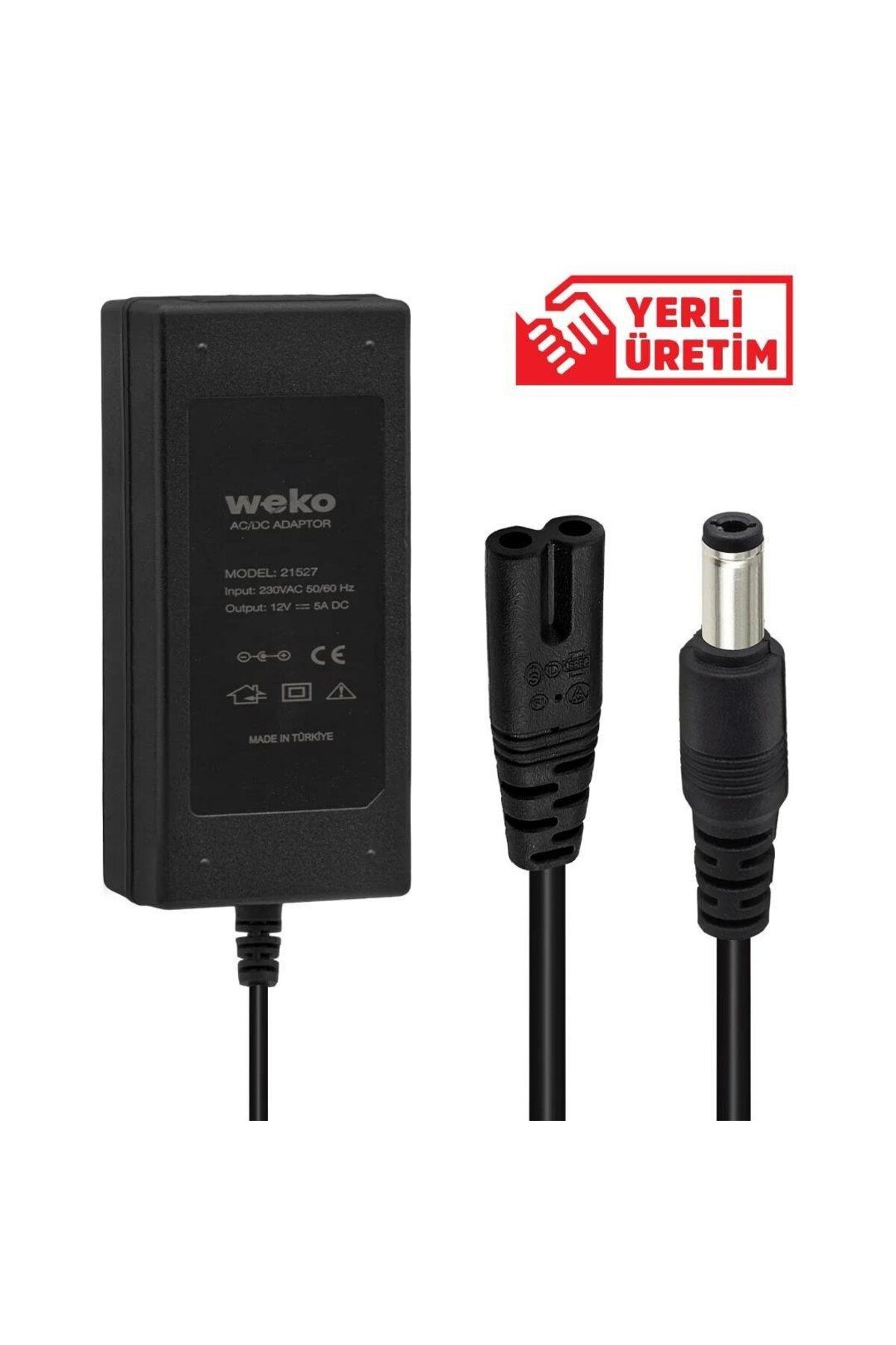 WEKO 12 Volt - 5 Amper Plastik Kasa Masaüstü Adaptör 5.5*2.5 Uçlu