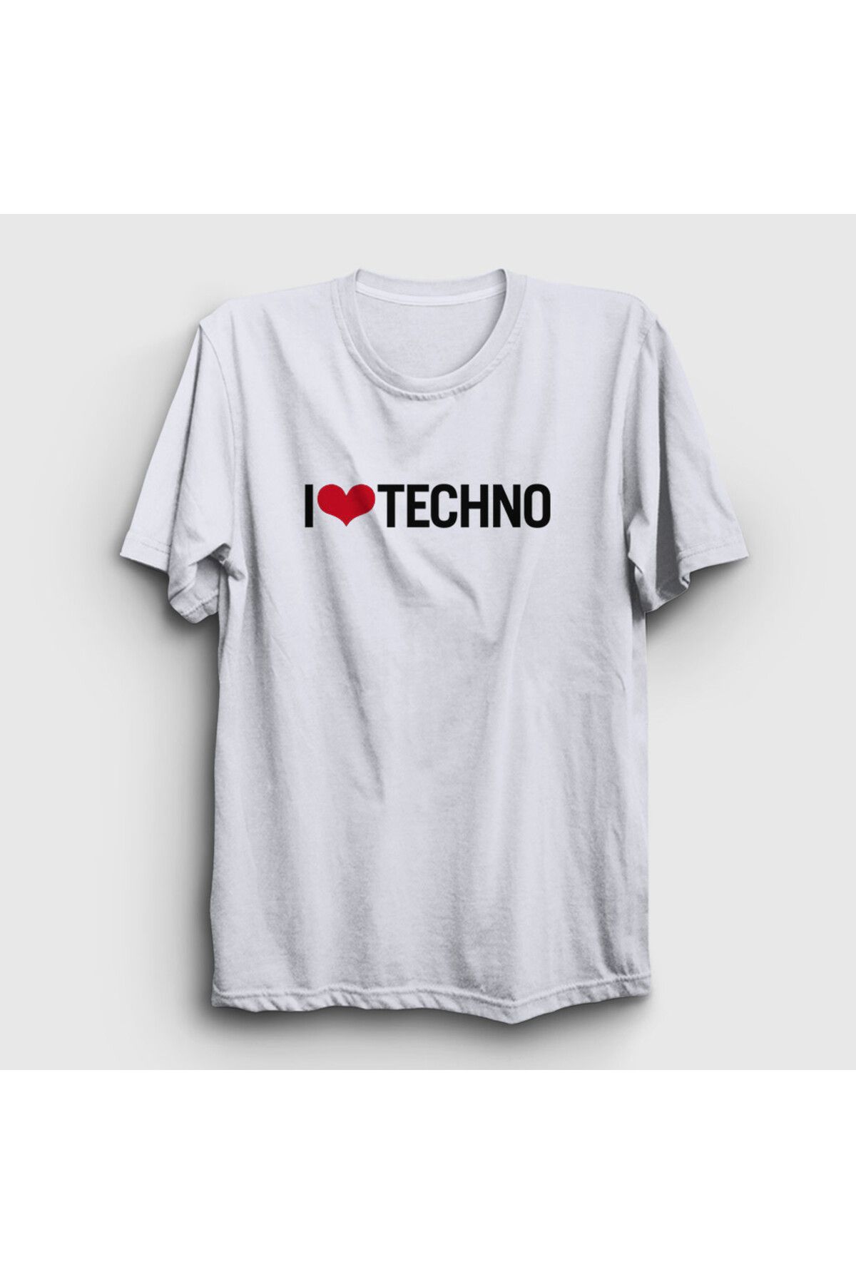 Presmono Unisex Beyaz I Love Techno T-Shirt 543290tt
