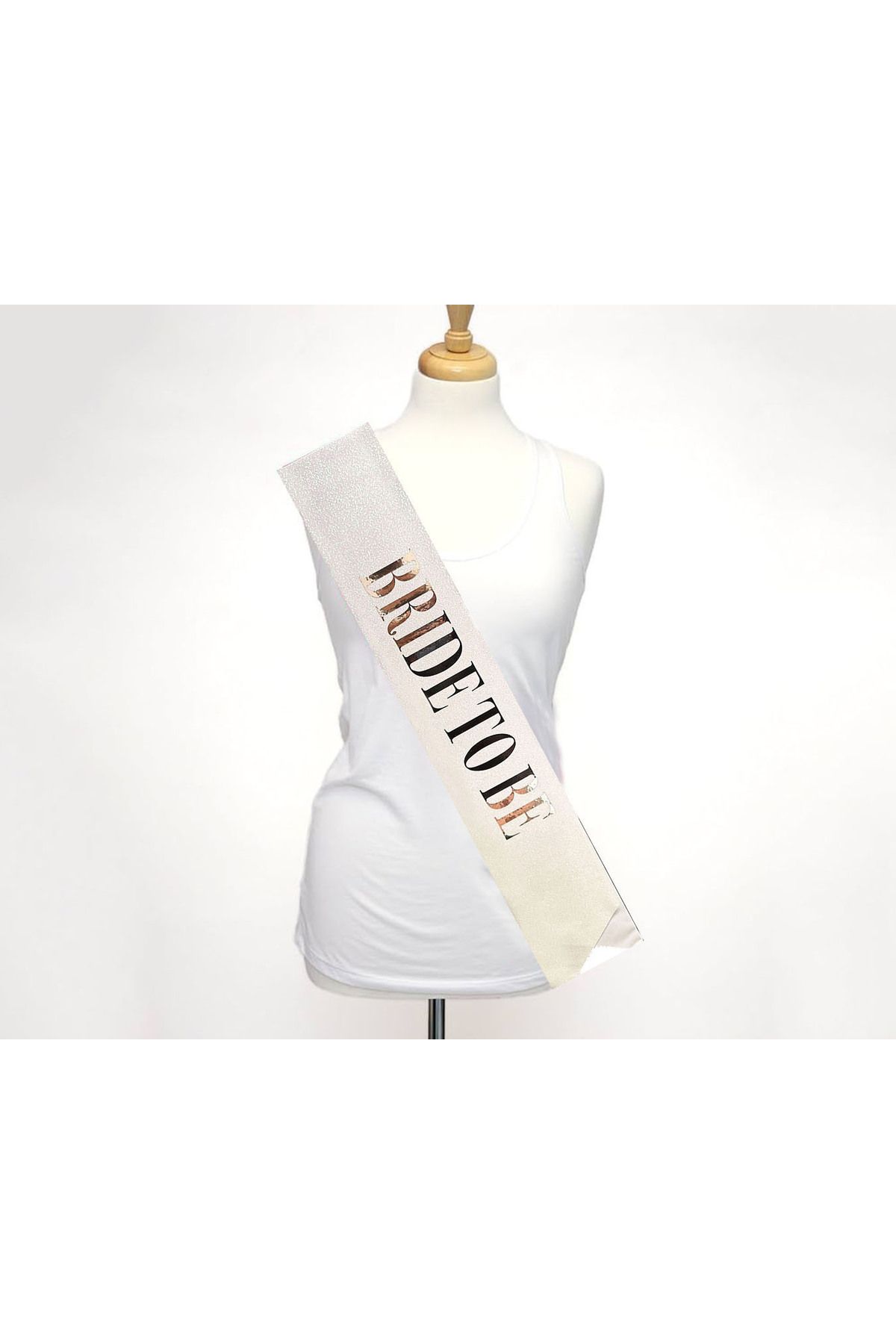 Avantaj Kapıda ® Beyaz Üzeri Gümüş Büyük Bride To Be Yazılı Simli Işıltılı Kuşak Kemer 10 cm Genişlik
