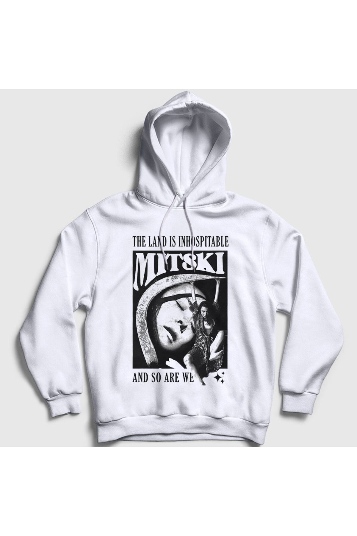 Presmono Unisex Beyaz Inhospitable Müzik Mitski Kapüşonlu Sweatshirt 543497tt