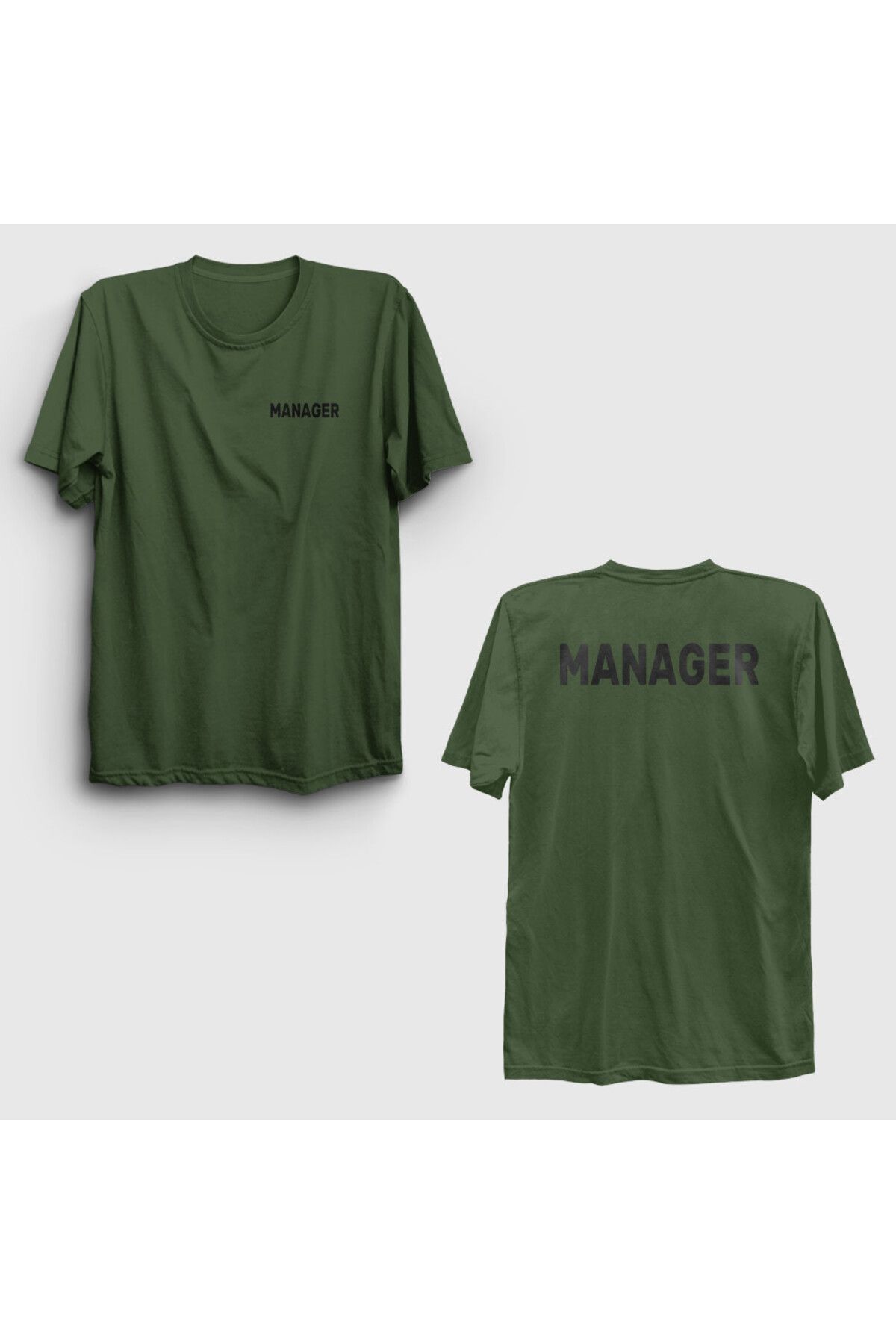 Presmono Unisex Haki Yönetici Müdür Manager Sırt Baskılı T-Shirt 545981tt