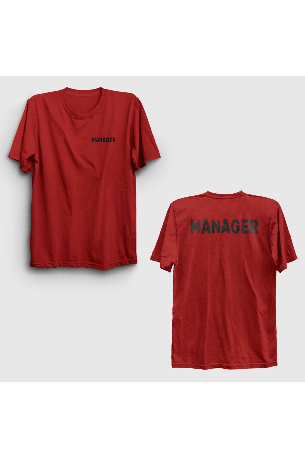 Presmono Unisex Kırmızı Yönetici Müdür Manager Sırt Baskılı T-Shirt 545981tt
