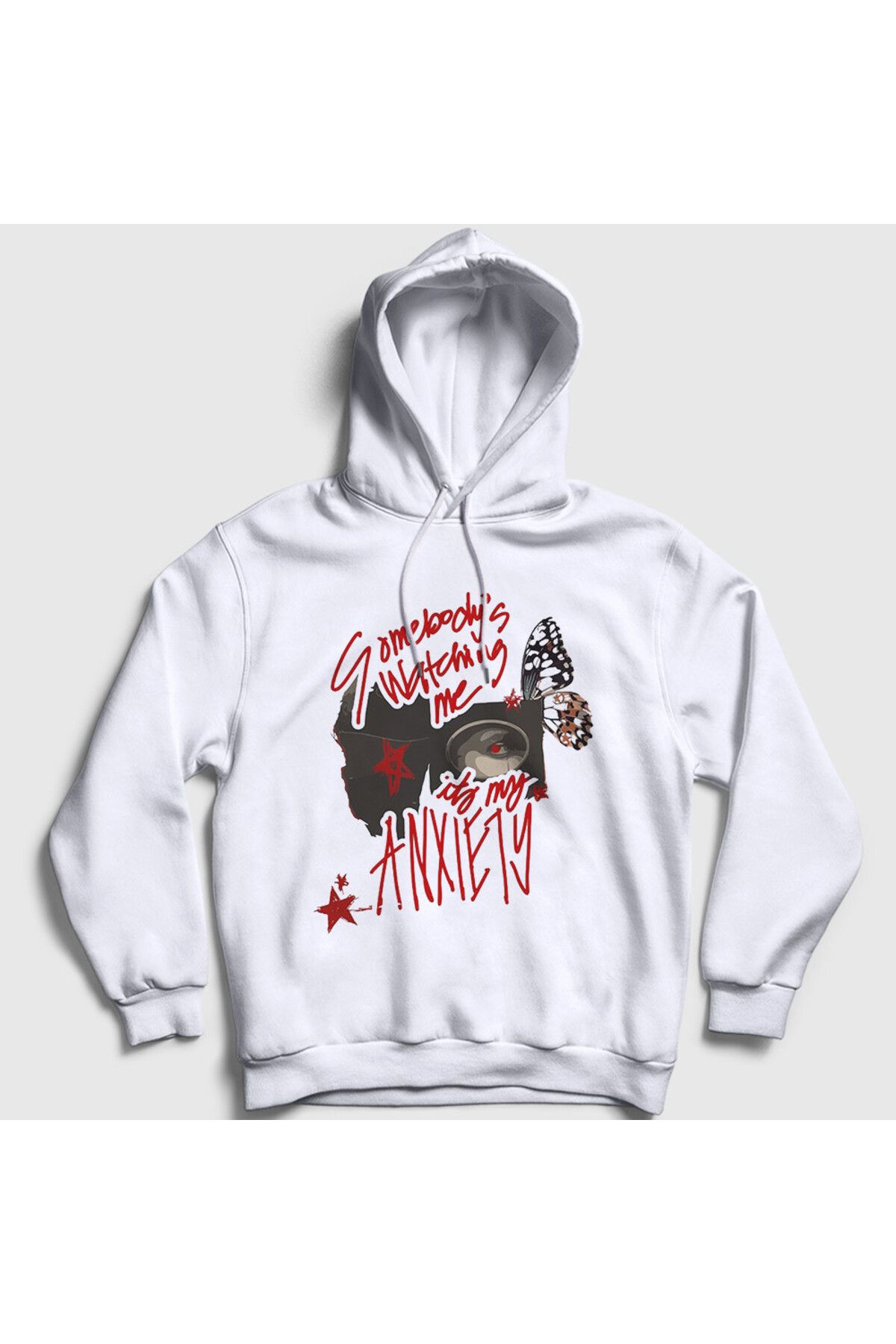 Presmono Unisex Beyaz Somebody's Watching Me Doechii Kapüşonlu Sweatshirt 545181tt