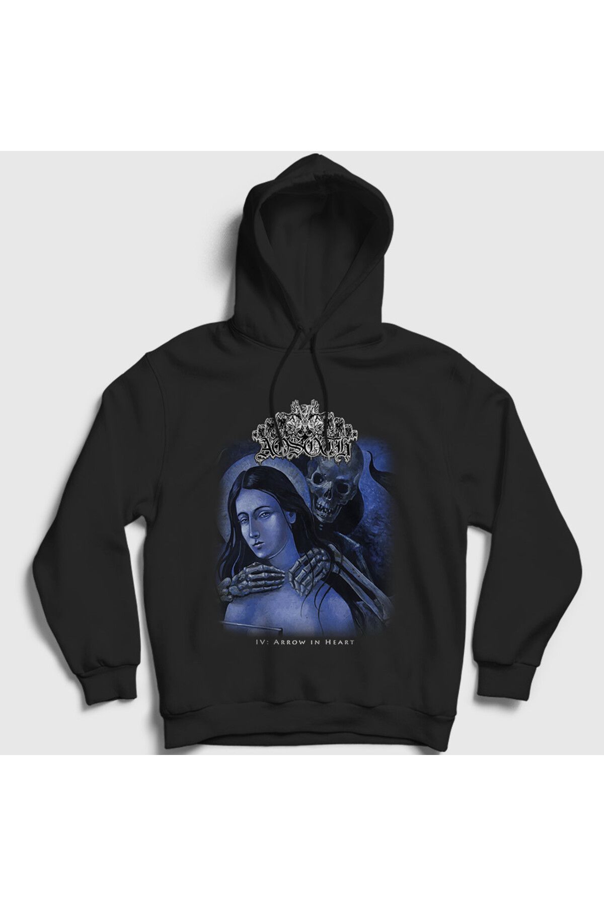 Presmono Unisex Siyah Arrow In Heart Aosoth Kapüşonlu Sweatshirt 541610tt