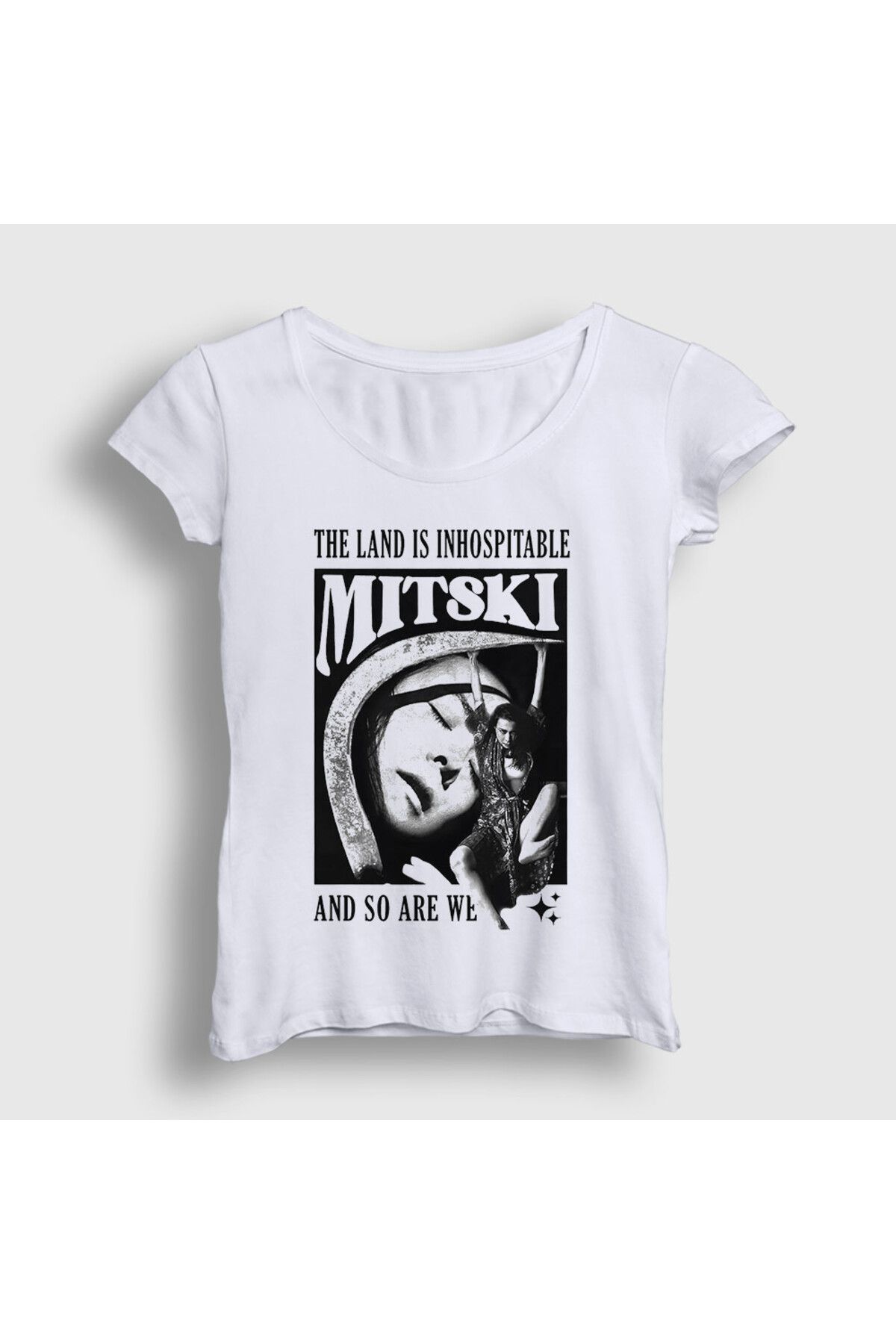 Presmono Kadın Beyaz Inhospitable Müzik Mitski T-Shirt 543473tt