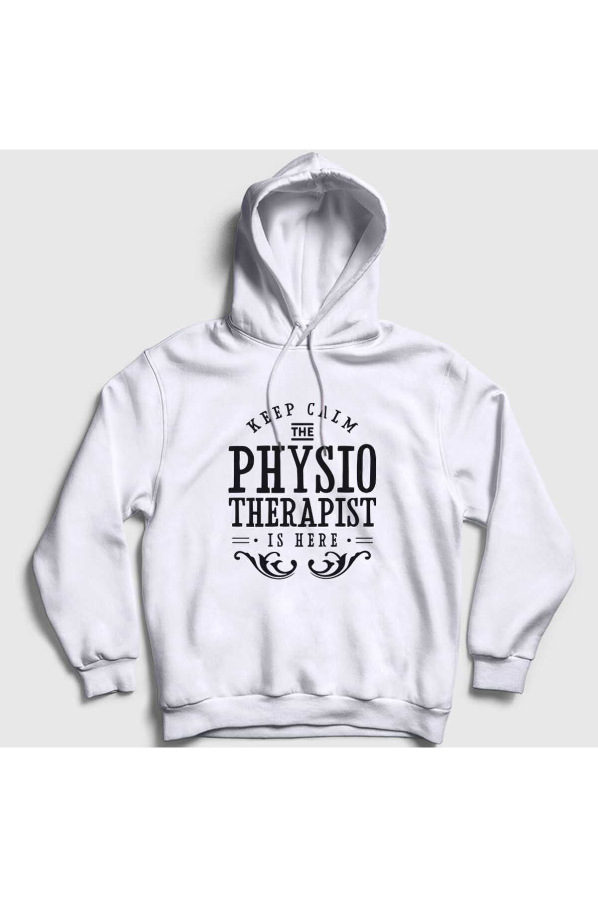 Presmono Unisex Beyaz Calm Hediye Physiotherapist Fizyoterapist Kapüşonlu Sweatshirt 542000tt