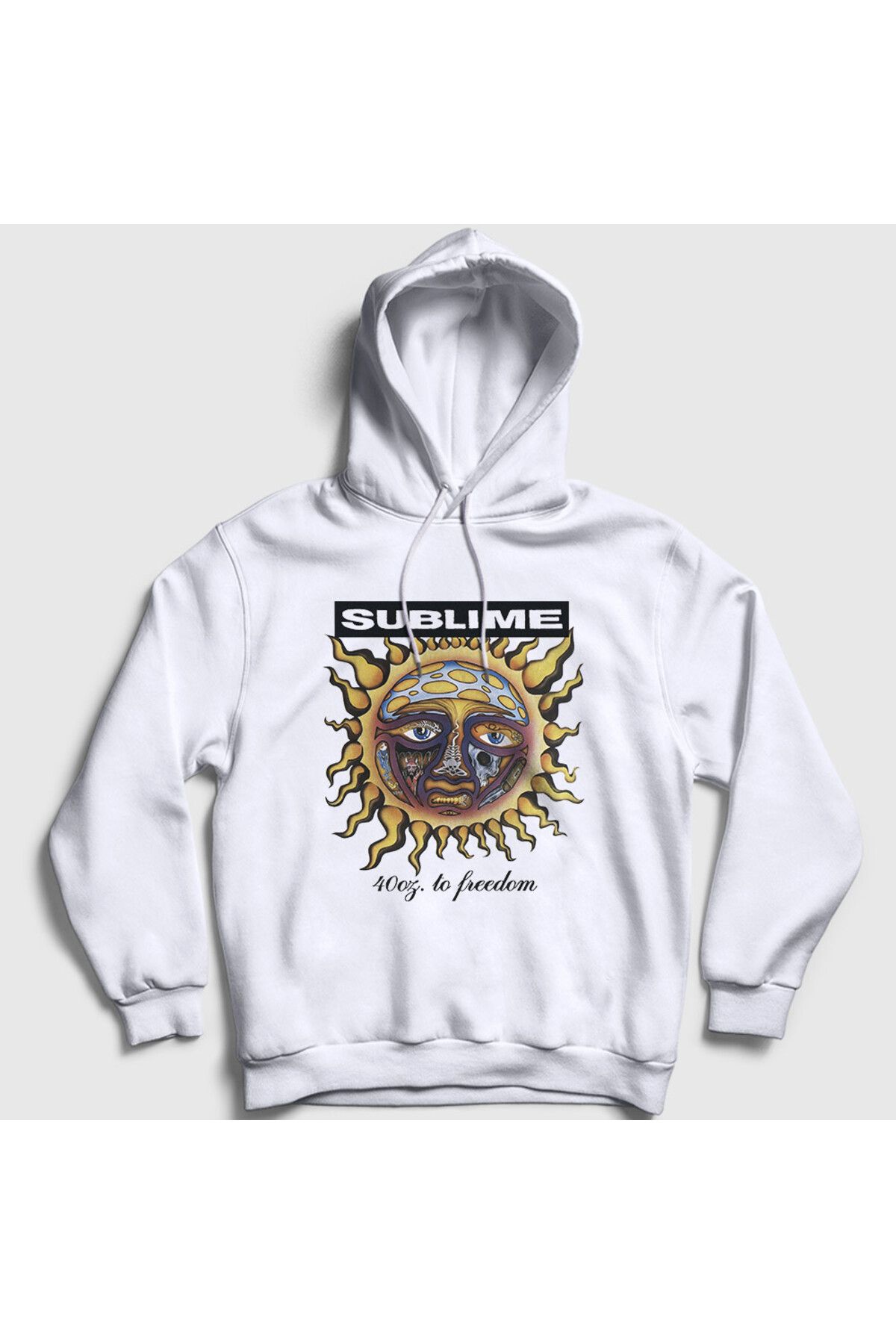 Presmono Unisex Beyaz 40oz To Freedom Sublime Kapüşonlu Sweatshirt 541280tt