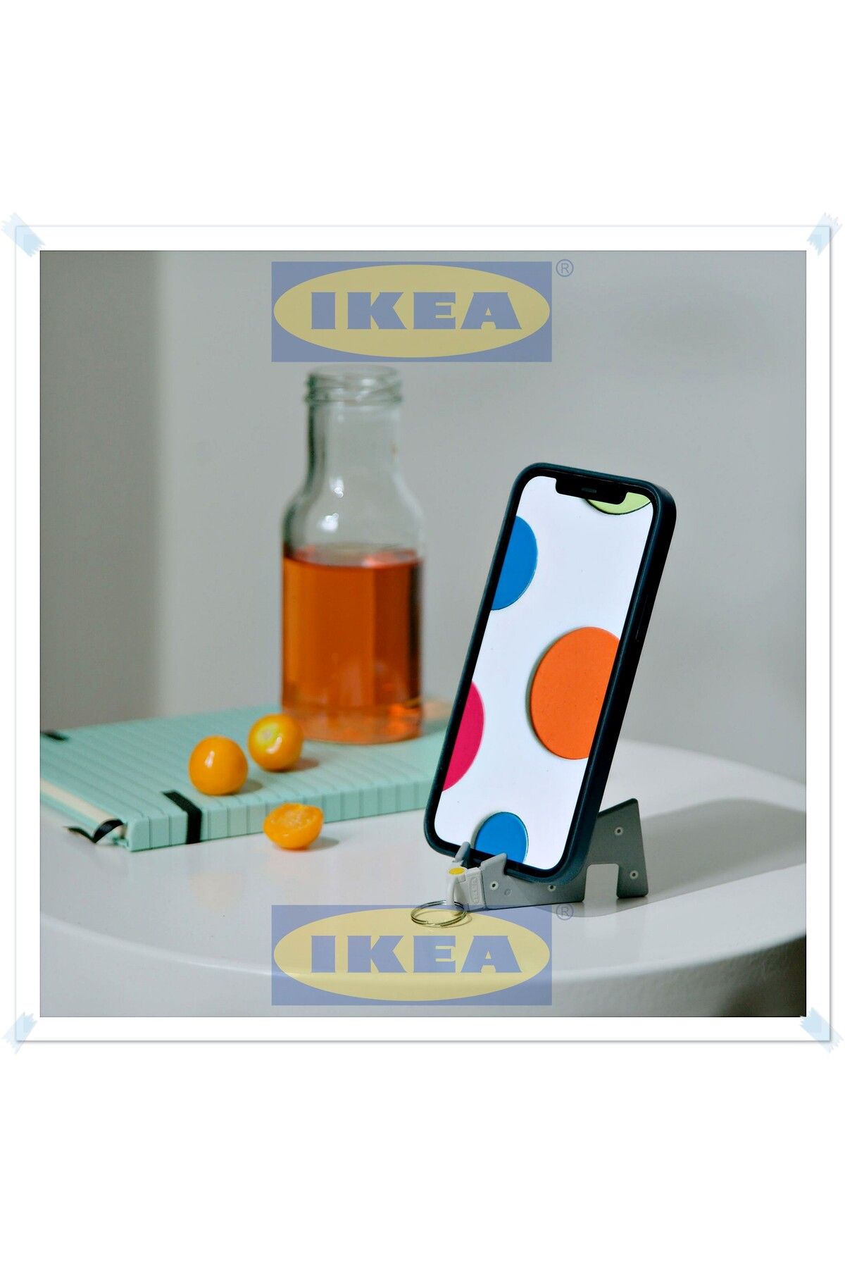 IKEA Yuppienalle Gri Telefon Tutucu, Tablet Tutucu, 8x4 cm
