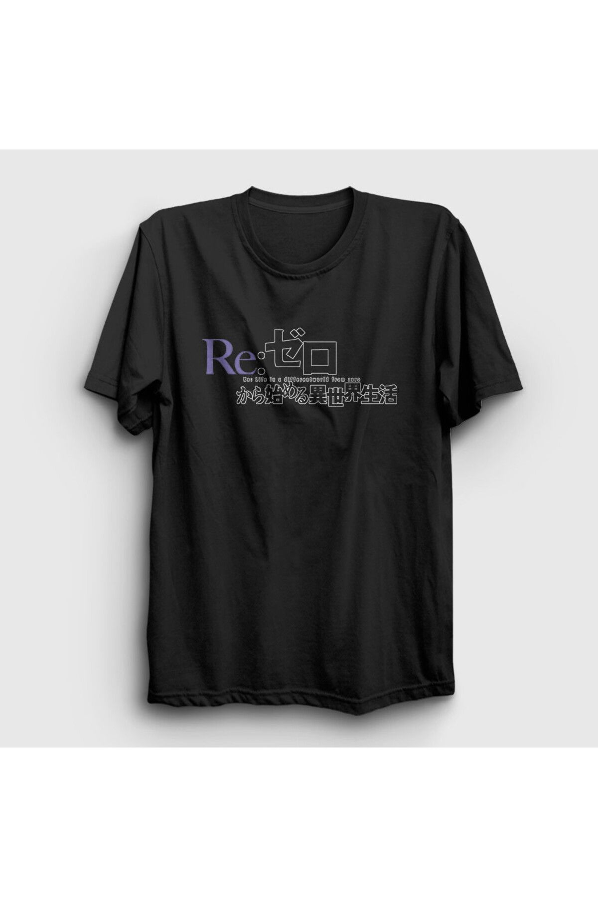 Presmono Unisex Siyah Logo Anime Re Zero T-Shirt 543650tt