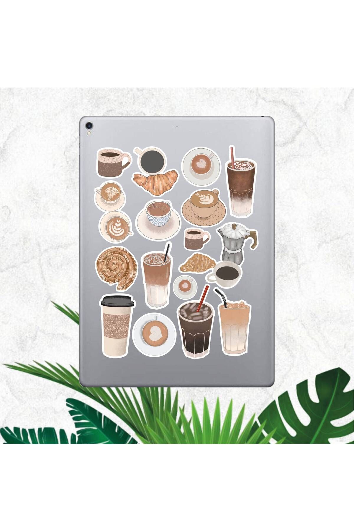 hediyenebak Kahve Sticker Seti | Laptop Ajanda PC Tablet Telefon Defter Etiket Bullet Journal