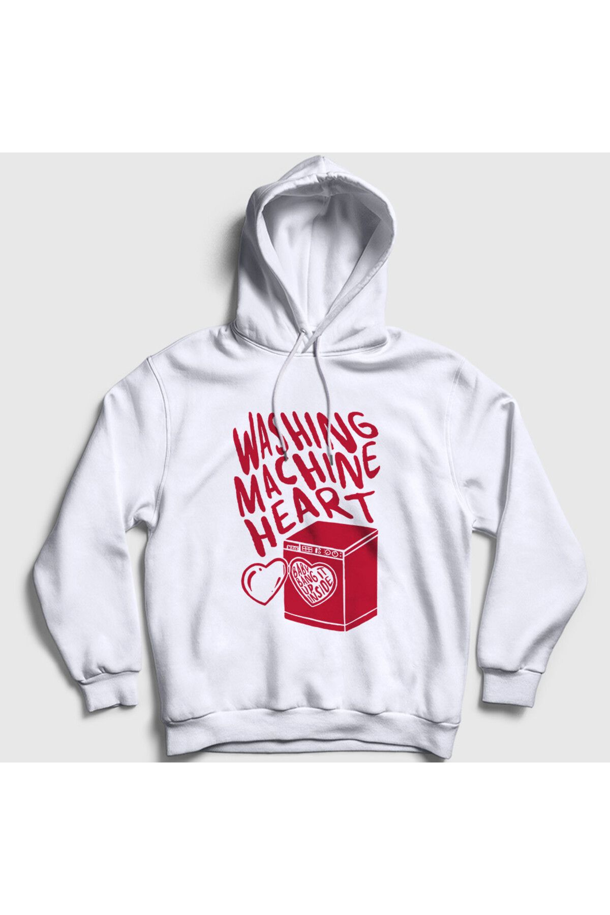 Presmono Unisex Beyaz Washing Machine Heart Mitski Kapüşonlu Sweatshirt 545820tt