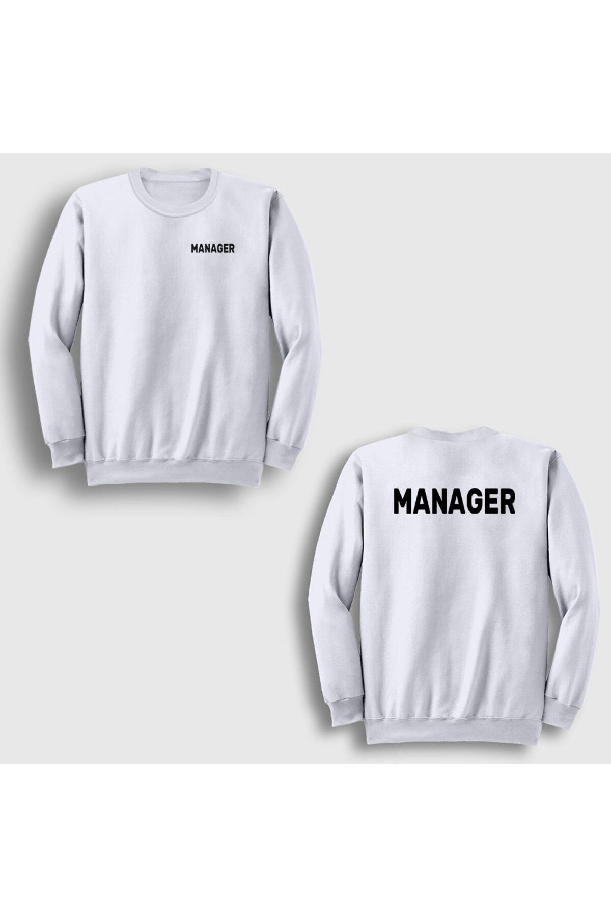 Presmono Unisex Beyaz Yönetici Müdür Manager Sırt Baskılı Sweatshirt 545941tt